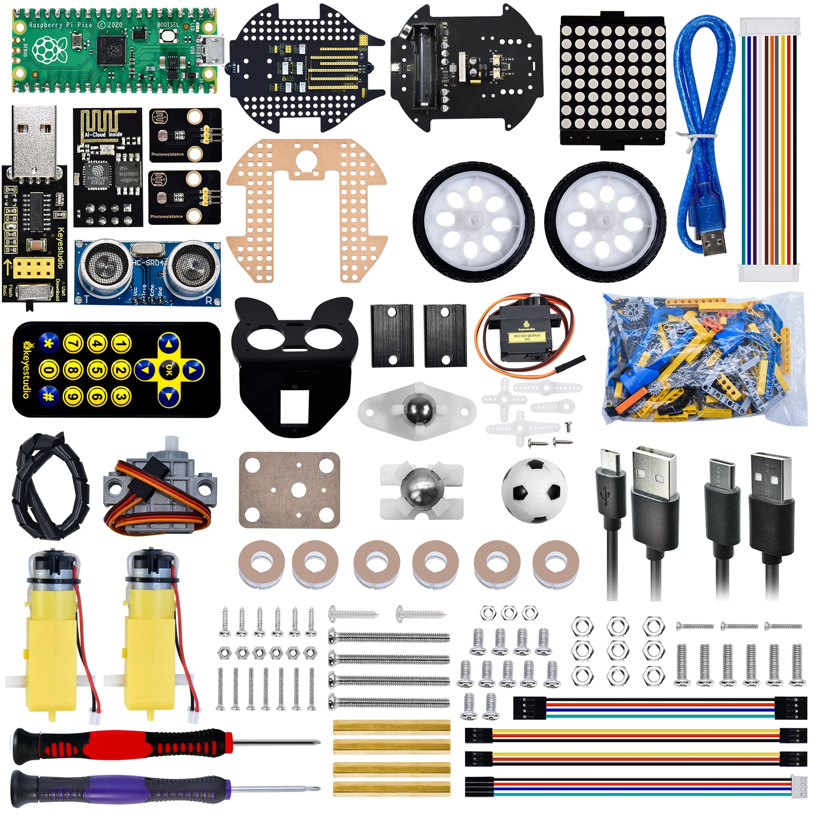 Keyestudio Smart Robot Car Kit Beetlebot 3 in 1 for Raspberry Pi Pico Compatible with LEGO Building Blocks STEM Education Kit Keyestudio Smart Robot Car Kit Beetlebot 3 in 1 for Raspberry Pi Pico Compatible with LEGO Building Blocks STEM Education Kit