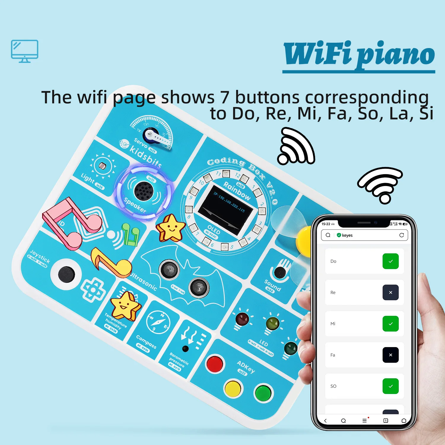 NEW Keyestudio Kidsbits ESP32 Coding Box V2.0 Sensors STEAM Education Tool For Arduino ESP32 Scratch&Micropython Programming NEW Keyestudio Kidsbits ESP32 Coding Box V2.0 Sensors STEAM Education Tool For Arduino ESP32 Scratch&Micropython Programming