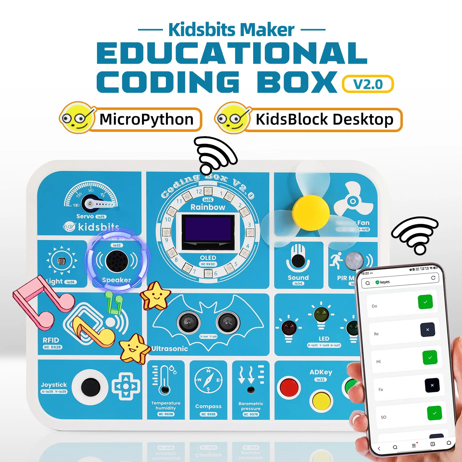 NEW Keyestudio Kidsbits ESP32 Coding Box V2.0 Sensors STEAM Education Tool For Arduino ESP32 Scratch&Micropython Programming NEW Keyestudio Kidsbits ESP32 Coding Box V2.0 Sensors STEAM Education Tool For Arduino ESP32 Scratch&Micropython Programming