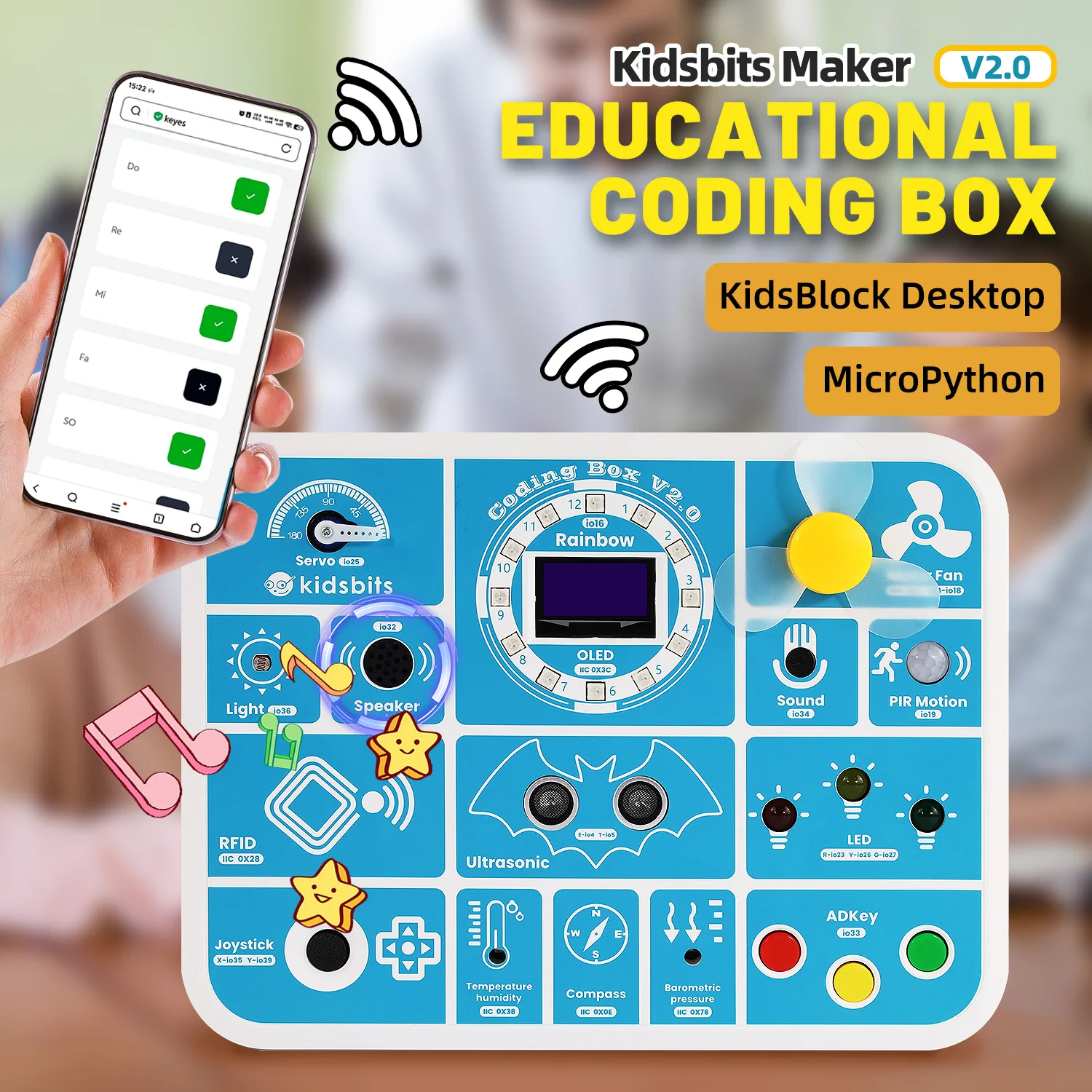 NEW Keyestudio Kidsbits ESP32 Coding Box V2.0 Sensors STEAM Education Tool For Arduino ESP32 Scratch&Micropython Programming NEW Keyestudio Kidsbits ESP32 Coding Box V2.0 Sensors STEAM Education Tool For Arduino ESP32 Scratch&Micropython Programming