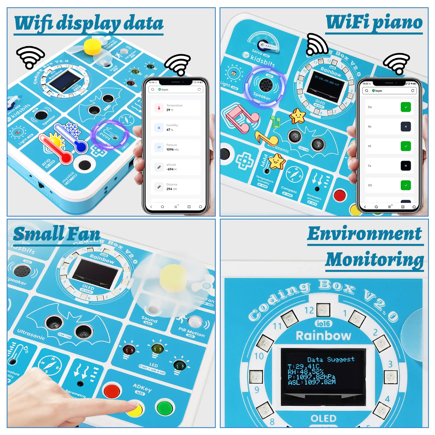 NEW Keyestudio Kidsbits ESP32 Coding Box V2.0 Sensors STEAM Education Tool For Arduino ESP32 Scratch&Micropython Programming NEW Keyestudio Kidsbits ESP32 Coding Box V2.0 Sensors STEAM Education Tool For Arduino ESP32 Scratch&Micropython Programming