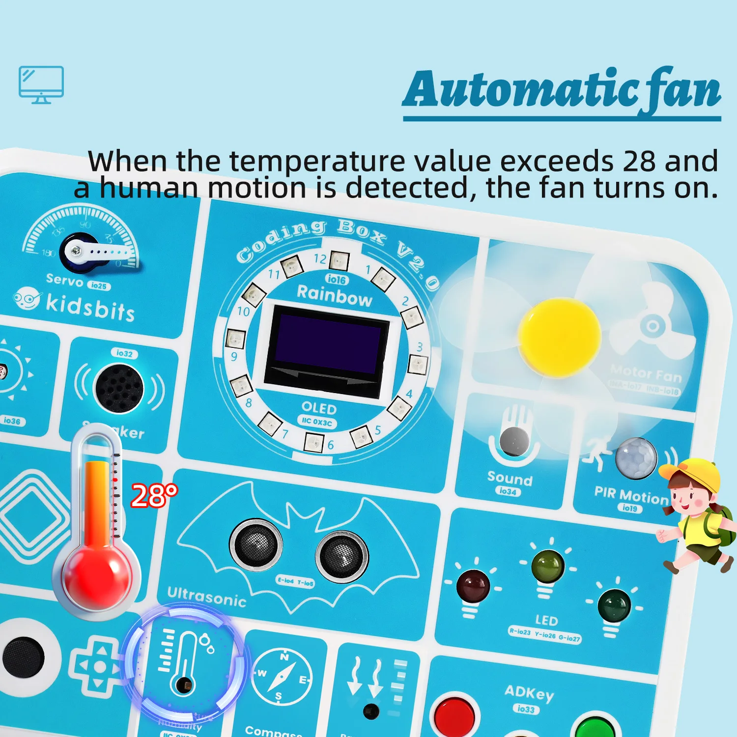 NEW Keyestudio Kidsbits ESP32 Coding Box V2.0 Sensors STEAM Education Tool For Arduino ESP32 Scratch&Micropython Programming NEW Keyestudio Kidsbits ESP32 Coding Box V2.0 Sensors STEAM Education Tool For Arduino ESP32 Scratch&Micropython Programming