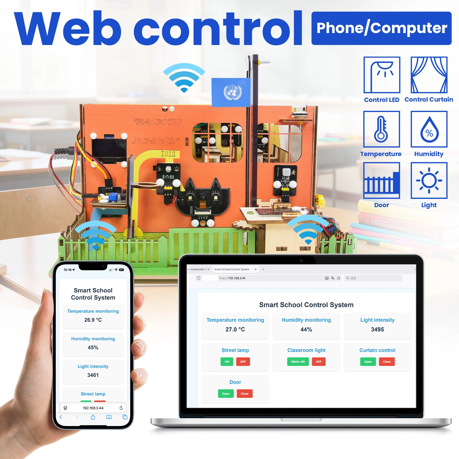 Keyestudio IOT Smart School Learning Kit for Arduino ESP32 DIY Electrnics Sensor Learning Kit+Tutorial 31 Programming Projects Keyestudio IOT Smart School Learning Kit for Arduino ESP32 DIY Electrnics Sensor Learning Kit+Tutorial 31 Programming Projects