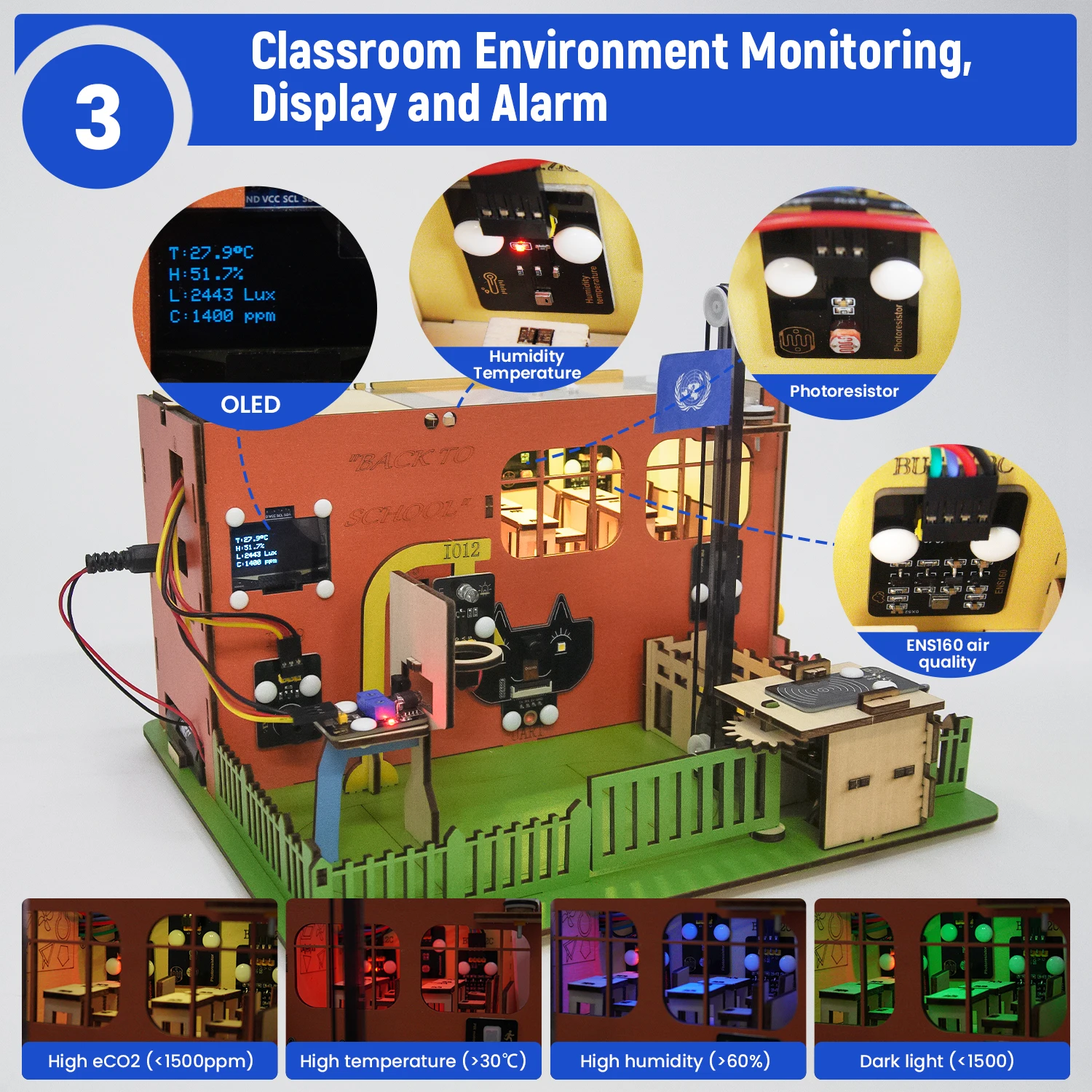 Keyestudio IOT Smart School Learning Kit for Arduino ESP32 DIY Electrnics Sensor Learning Kit+Tutorial 31 Programming Projects Keyestudio IOT Smart School Learning Kit for Arduino ESP32 DIY Electrnics Sensor Learning Kit+Tutorial 31 Programming Projects