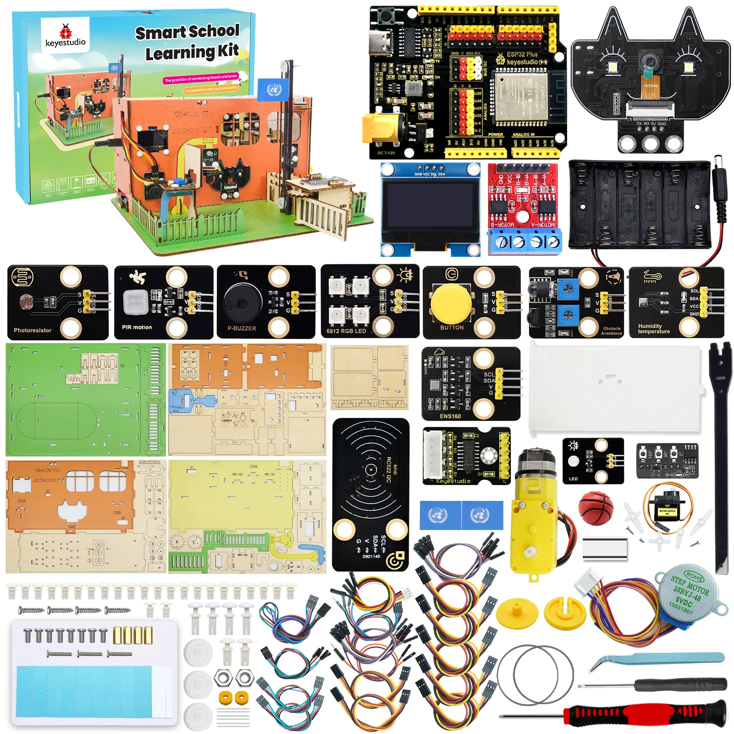 Keyestudio IOT Smart School Learning Kit for Arduino ESP32 DIY Electrnics Sensor Learning Kit+Tutorial 31 Programming Projects Keyestudio IOT Smart School Learning Kit for Arduino ESP32 DIY Electrnics Sensor Learning Kit+Tutorial 31 Programming Projects
