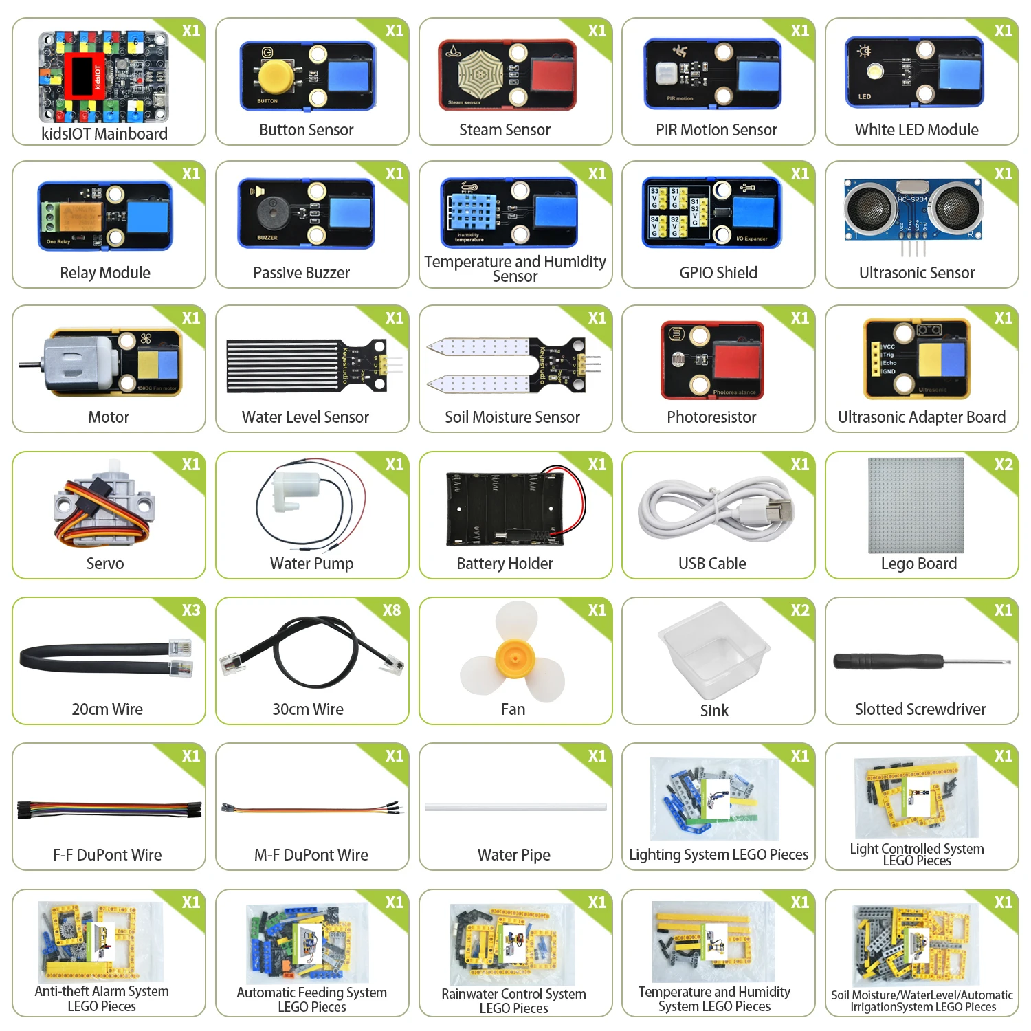 Kidsbits IOT Smart Farm Kit+10 Projects For Arduino ESP32 Projects Compatible with Lego Blocks Support Graphical Programming Kidsbits IOT Smart Farm Kit+10 Projects For Arduino ESP32 Projects Compatible with Lego Blocks Support Graphical Programming