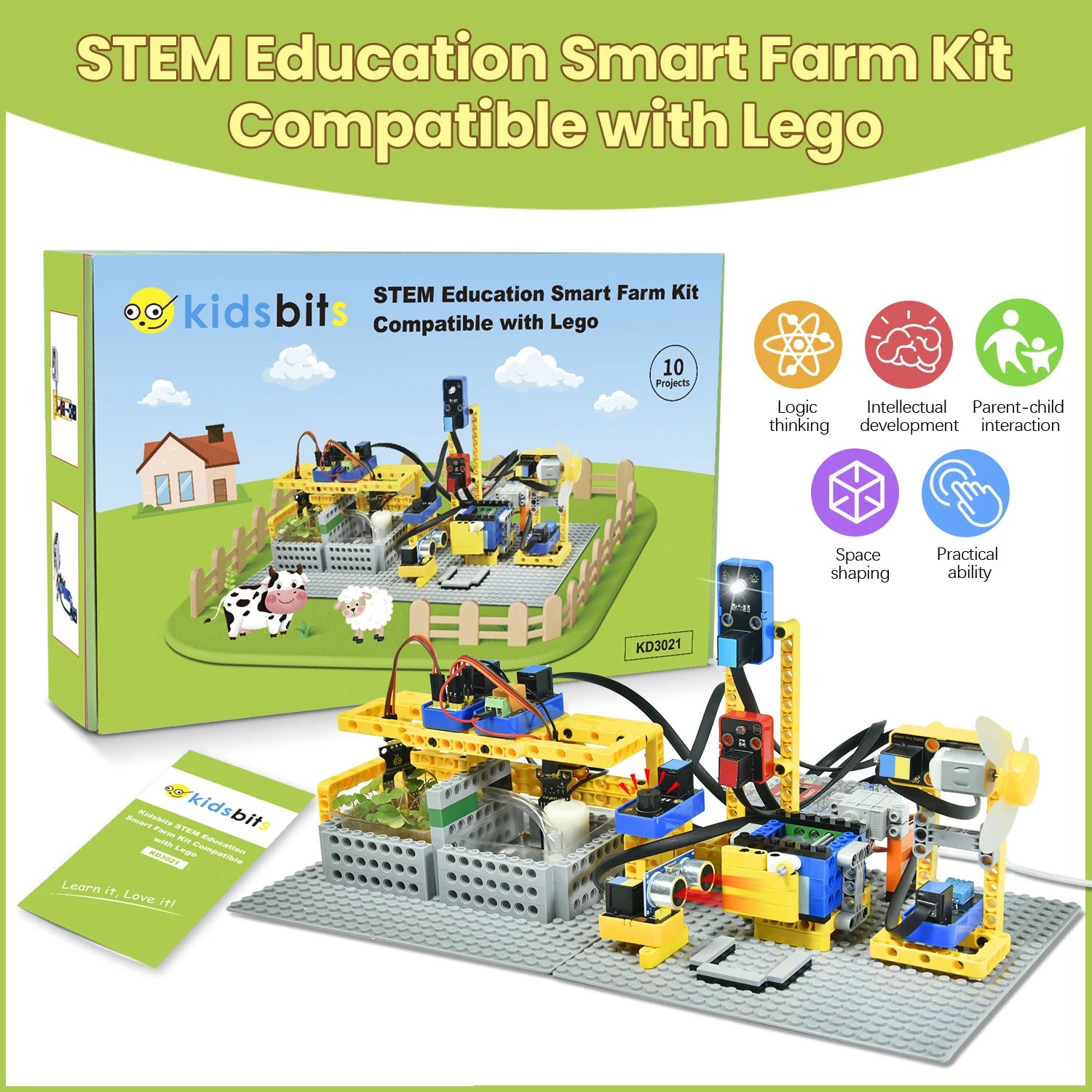 Kidsbits IOT Smart Farm Kit+10 Projects For Arduino ESP32 Projects Compatible with Lego Blocks Support Graphical Programming Kidsbits IOT Smart Farm Kit+10 Projects For Arduino ESP32 Projects Compatible with Lego Blocks Support Graphical Programming