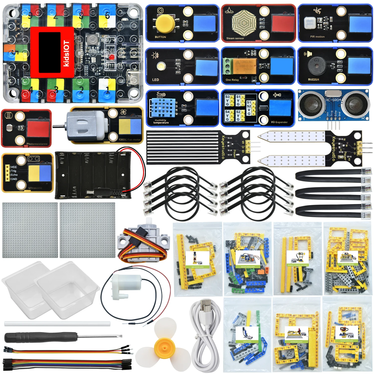 Kidsbits IOT Smart Farm Kit+10 Projects For Arduino ESP32 Projects Compatible with Lego Blocks Support Graphical Programming Kidsbits IOT Smart Farm Kit+10 Projects For Arduino ESP32 Projects Compatible with Lego Blocks Support Graphical Programming