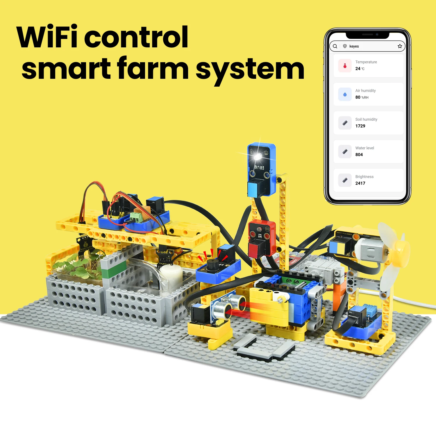 Kidsbits IOT Smart Farm Kit+10 Projects For Arduino ESP32 Projects Compatible with Lego Blocks Support Graphical Programming Kidsbits IOT Smart Farm Kit+10 Projects For Arduino ESP32 Projects Compatible with Lego Blocks Support Graphical Programming