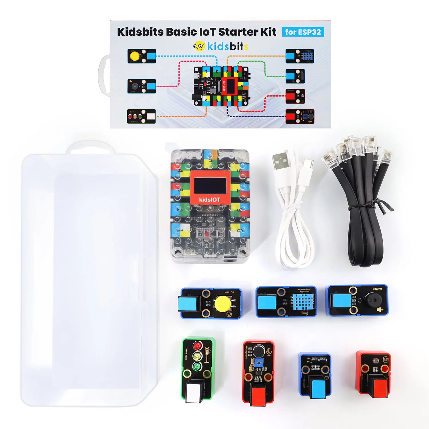 Keyestudio Kidsbits ESP32 IoT Basic Starter Kit For Arduino ESP32 With Kidsbits IOT Main Board For Arduino Programming Projects Keyestudio Kidsbits ESP32 IoT Basic Starter Kit For Arduino ESP32 With Kidsbits IOT Main Board For Arduino Programming Projects