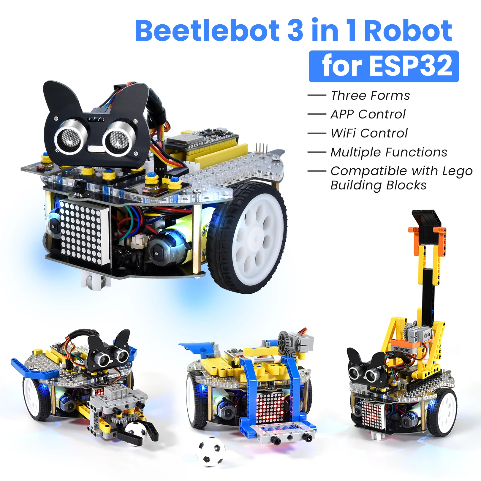 Keyestudio 3 in 1 Beetlebot Robot Car for Arduino(Raspberry Pi Pico/ESP32) STEM Education DIY Kit Compatible with LEGO+Projects Keyestudio 3 in 1 Beetlebot Robot Car for Arduino(Raspberry Pi Pico/ESP32) STEM Education DIY Kit Compatible with LEGO+Projects