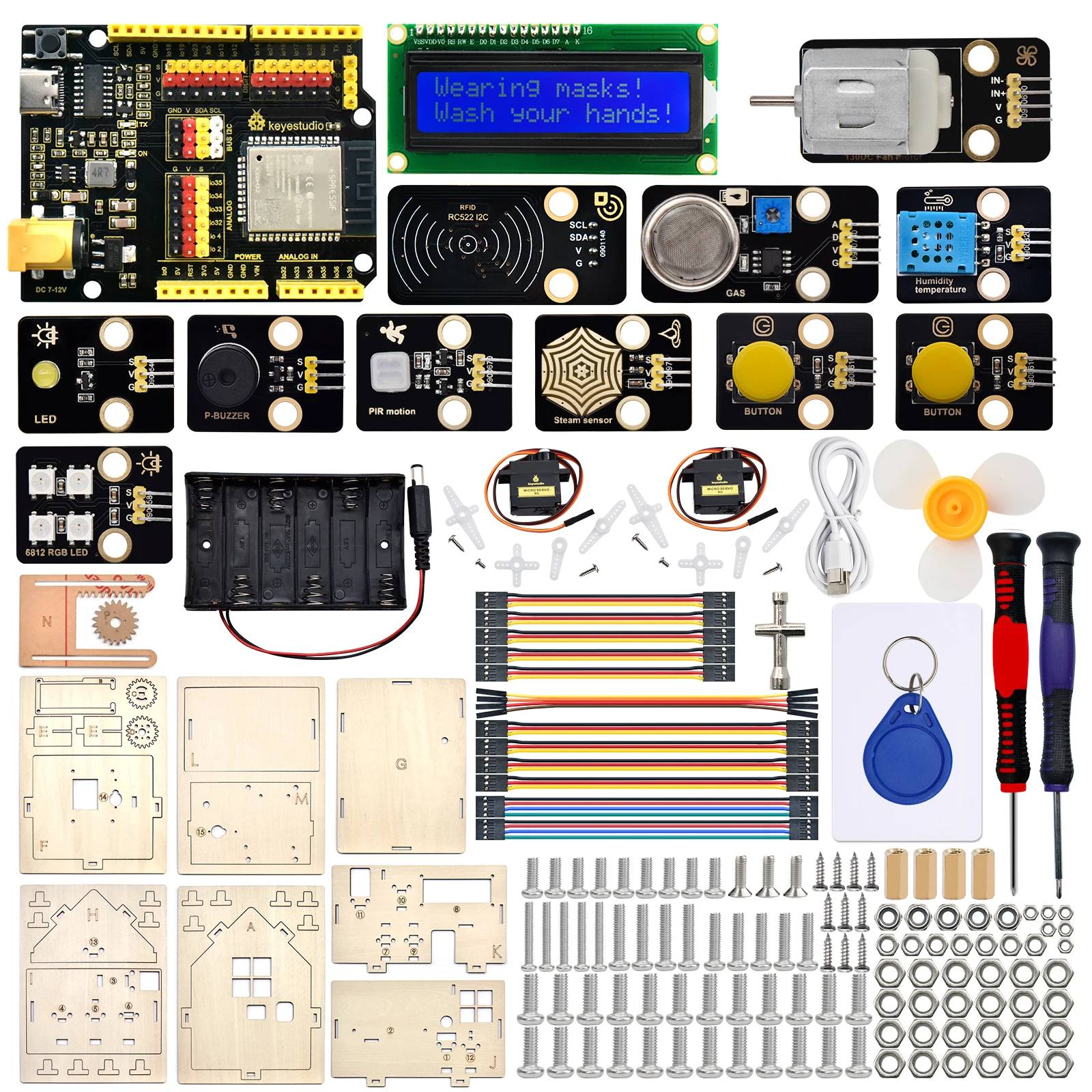 Keyestudio Complete IOT Smart Home Starter Kit For Arduino ESP32 STEM Educational MicroPython Programming DIY Electronic Kit Keyestudio Complete IOT Smart Home Starter Kit For Arduino ESP32 STEM Educational MicroPython Programming DIY Electronic Kit