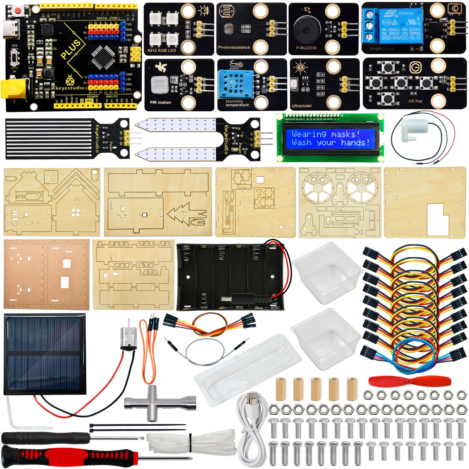 Keyestudio Smart Eco-Friendly House Starter Kit For Arduino Support C++ Programming Learning Diy Electronic Kit Keyestudio Smart Eco-Friendly House Starter Kit For Arduino Support C++ Programming Learning Diy Electronic Kit