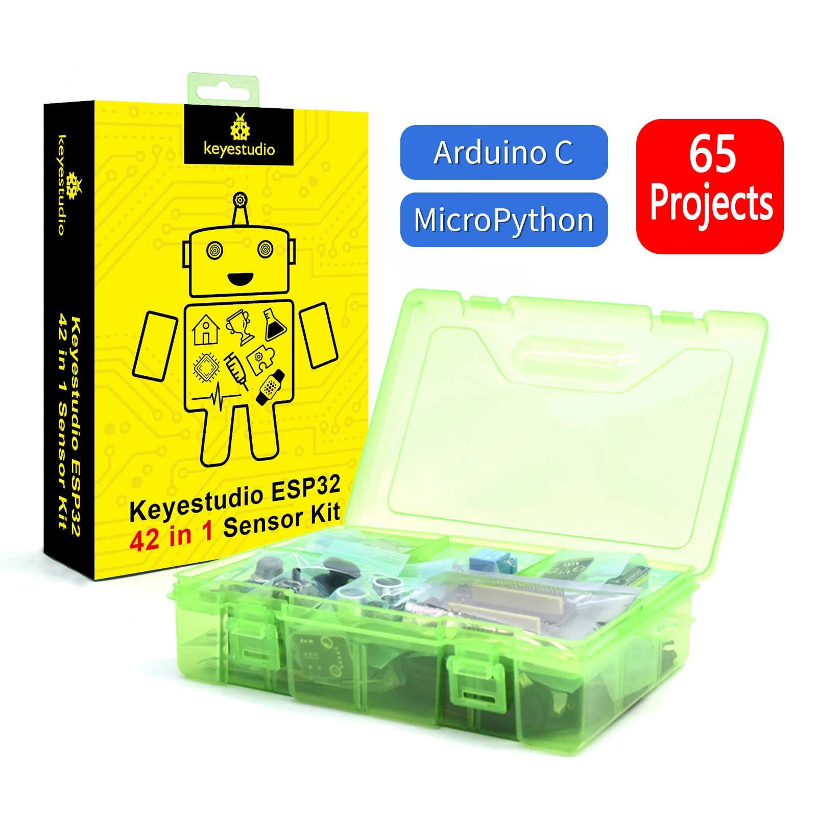 Keyestudio ESP32 42 in 1 Sensor Module Kit For ESP32 Diy Electronic Kit Support Arduino C And MicroPythoon (65 Projects) Keyestudio ESP32 42 in 1 Sensor Module Kit For ESP32 Diy Electronic Kit Support Arduino C And MicroPythoon (65 Projects)