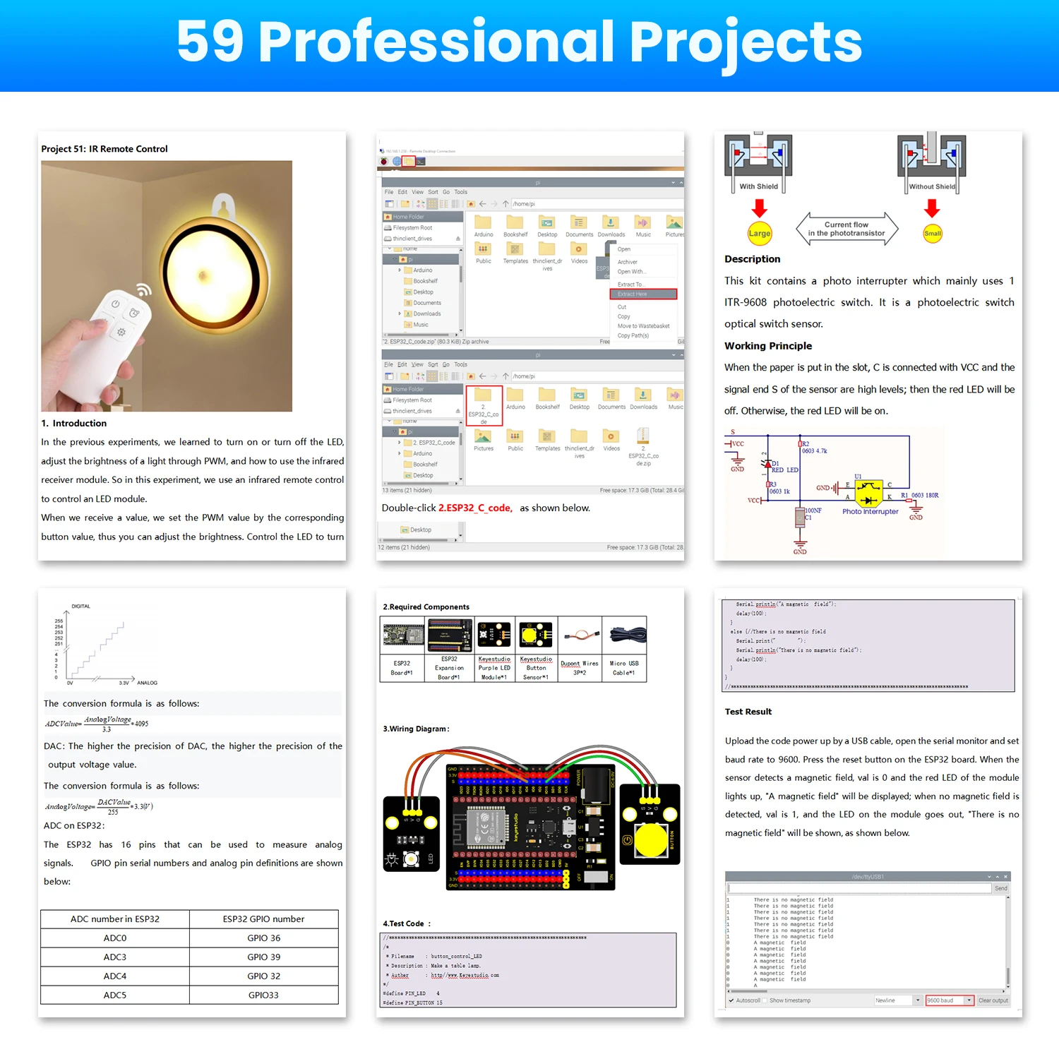 Keyestudio ESP32 RFID 37 in 1 Sensor Kit with ESP32 Board For Arduino STEM Electronic DIY Kit For Adults Programming(59Projects) Keyestudio ESP32 RFID 37 in 1 Sensor Kit with ESP32 Board For Arduino STEM Electronic DIY Kit For Adults Programming(59Projects)