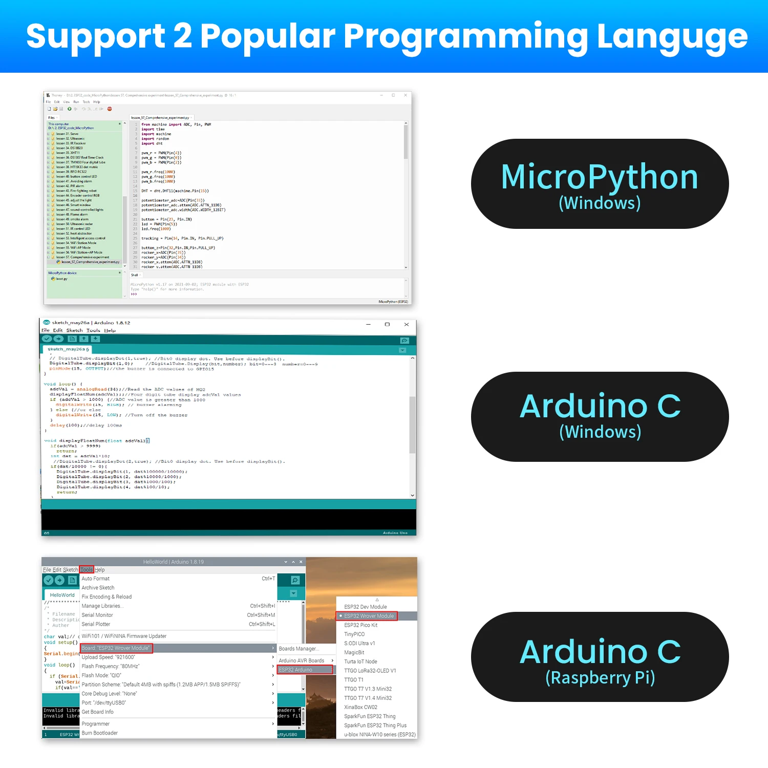 Keyestudio ESP32 RFID 37 in 1 Sensor Kit with ESP32 Board For Arduino STEM Electronic DIY Kit For Adults Programming(59Projects) Keyestudio ESP32 RFID 37 in 1 Sensor Kit with ESP32 Board For Arduino STEM Electronic DIY Kit For Adults Programming(59Projects)