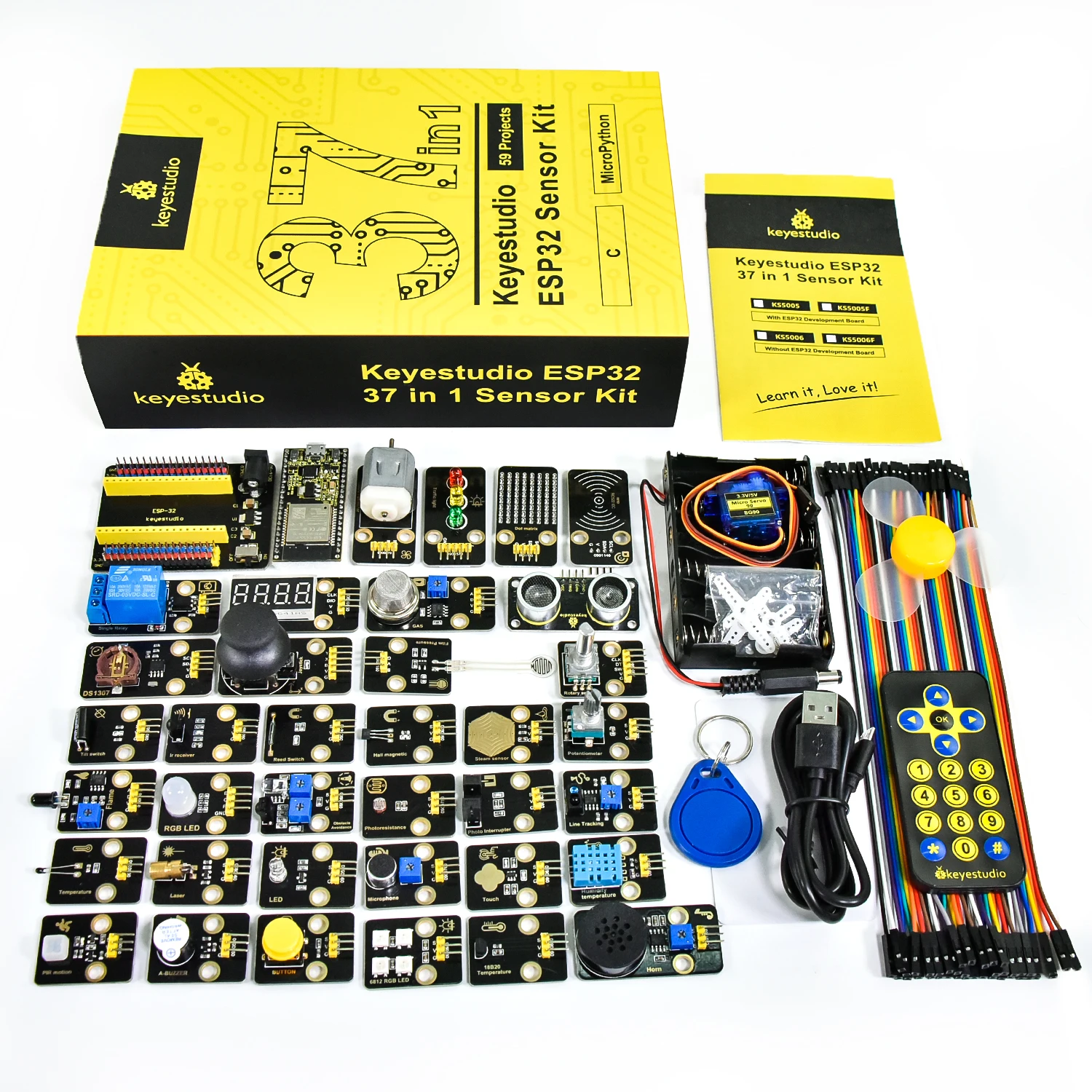Keyestudio ESP32 RFID 37 in 1 Sensor Kit with ESP32 Board For Arduino STEM Electronic DIY Kit For Adults Programming(59Projects) Keyestudio ESP32 RFID 37 in 1 Sensor Kit with ESP32 Board For Arduino STEM Electronic DIY Kit For Adults Programming(59Projects)