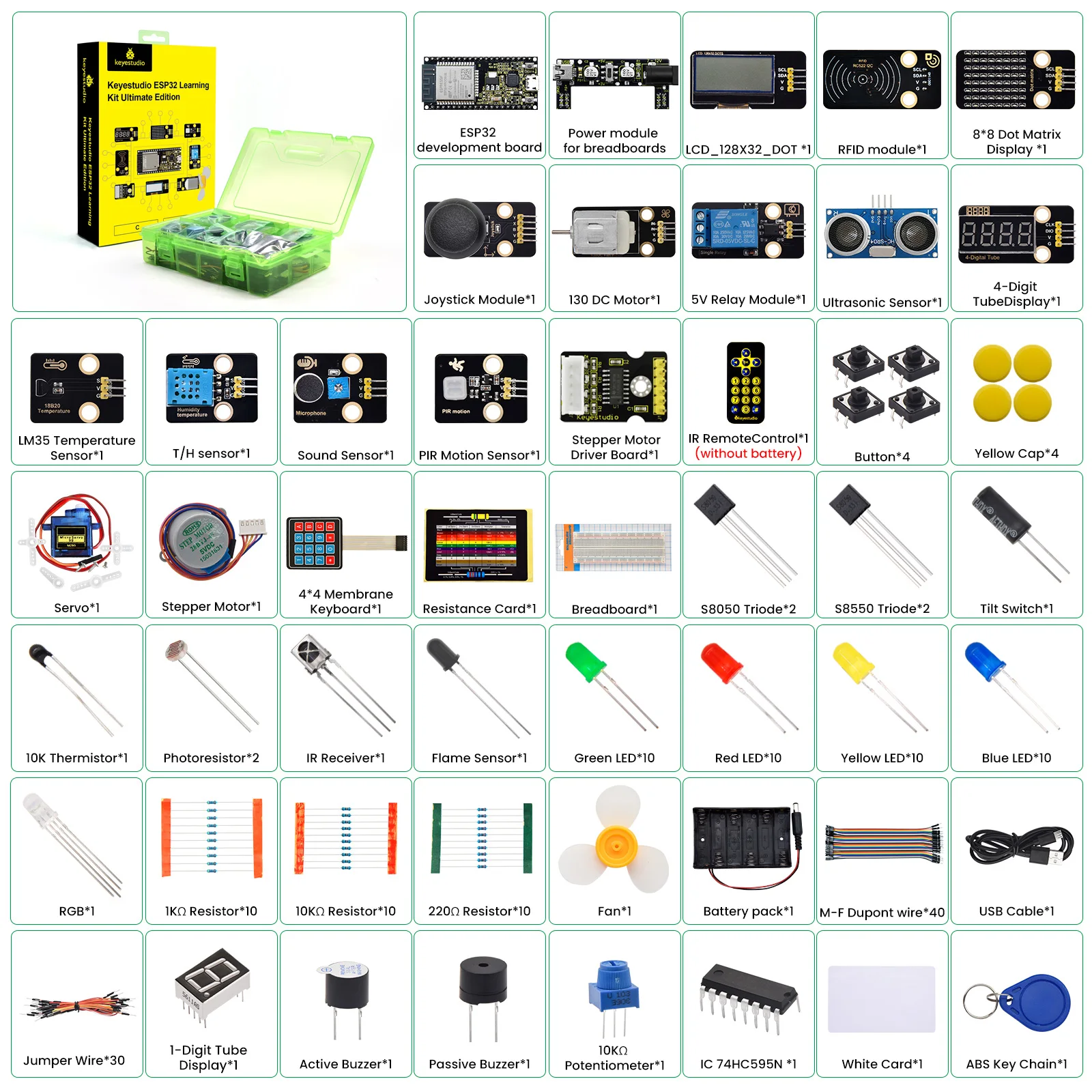Keyestudio Ultimate ESP32 Learning Starter Kit+117 Project Tutorials For Arduino ESP32 Compatible Windows&Raspberry Pi System Keyestudio Ultimate ESP32 Learning Starter Kit+117 Project Tutorials For Arduino ESP32 Compatible Windows&Raspberry Pi System