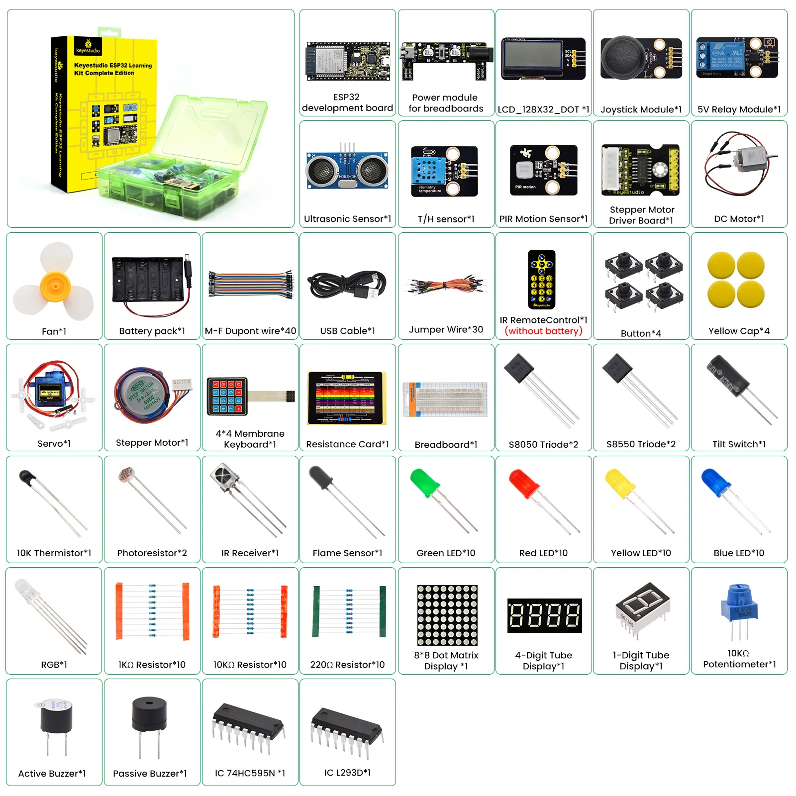 Keyestudio Complete ESP32 Learning Kit +108 Project For Arduino Starter Kit Support Windows Raspberry Pi System Python Kit Keyestudio Complete ESP32 Learning Kit +108 Project For Arduino Starter Kit Support Windows Raspberry Pi System Python Kit