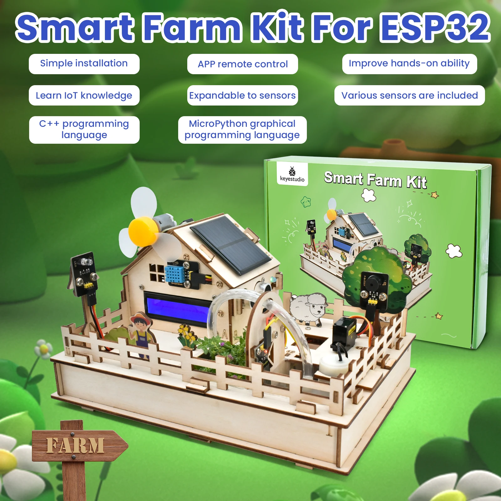 Keyestudio Smart Farm IOT Starter Kit for Arduino ESP32 For Scratch 3.0 Graphical Programming STEM Educational Set DIY Kit Keyestudio Smart Farm IOT Starter Kit for Arduino ESP32 For Scratch 3.0 Graphical Programming STEM Educational Set DIY Kit
