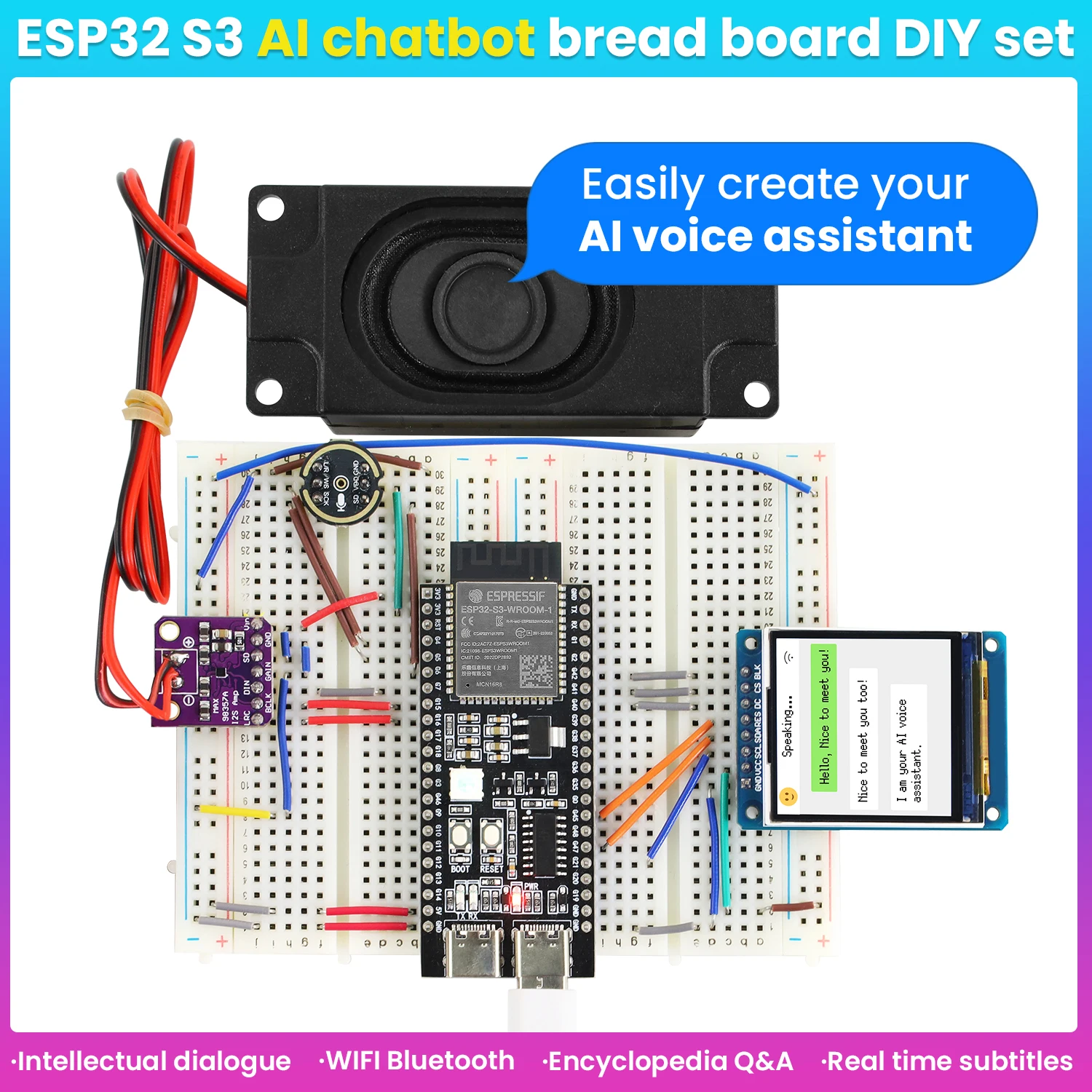 Keyestudio Xiao Zhi AI Chatbot Breadboard DIY Kit For ESP32 S3 N16R8 Control Board DIY Emotional Communication Learning Kit Keyestudio Xiao Zhi AI Chatbot Breadboard DIY Kit For ESP32 S3 N16R8 Control Board DIY Emotional Communication Learning Kit