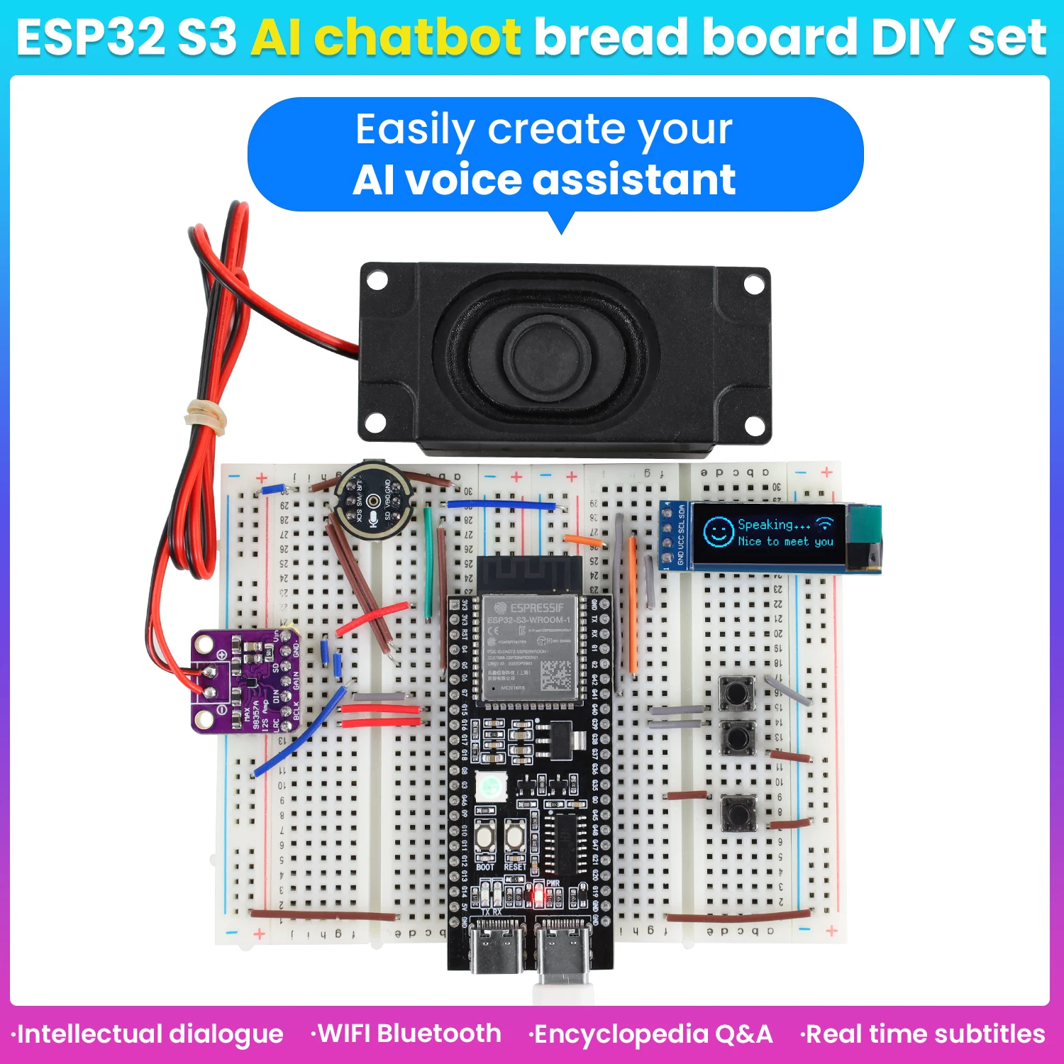 Keyestudio Xiao Zhi AI Chatbot Breadboard DIY Kit For ESP32 S3 N16R8 Control Board DIY Emotional Communication Learning Kit Keyestudio Xiao Zhi AI Chatbot Breadboard DIY Kit For ESP32 S3 N16R8 Control Board DIY Emotional Communication Learning Kit