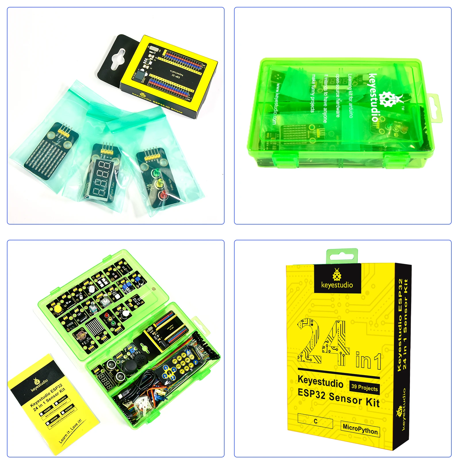 Keyestudio ESP32 Sensor Modules Kit 24PCS Sensor Compatible Lego Blocks For Arduino& Python& Raspberry Pi C Language Programming Keyestudio ESP32 Sensor Modules Kit 24PCS Sensor Compatible Lego Blocks For Arduino& Python& Raspberry Pi C Language Programming