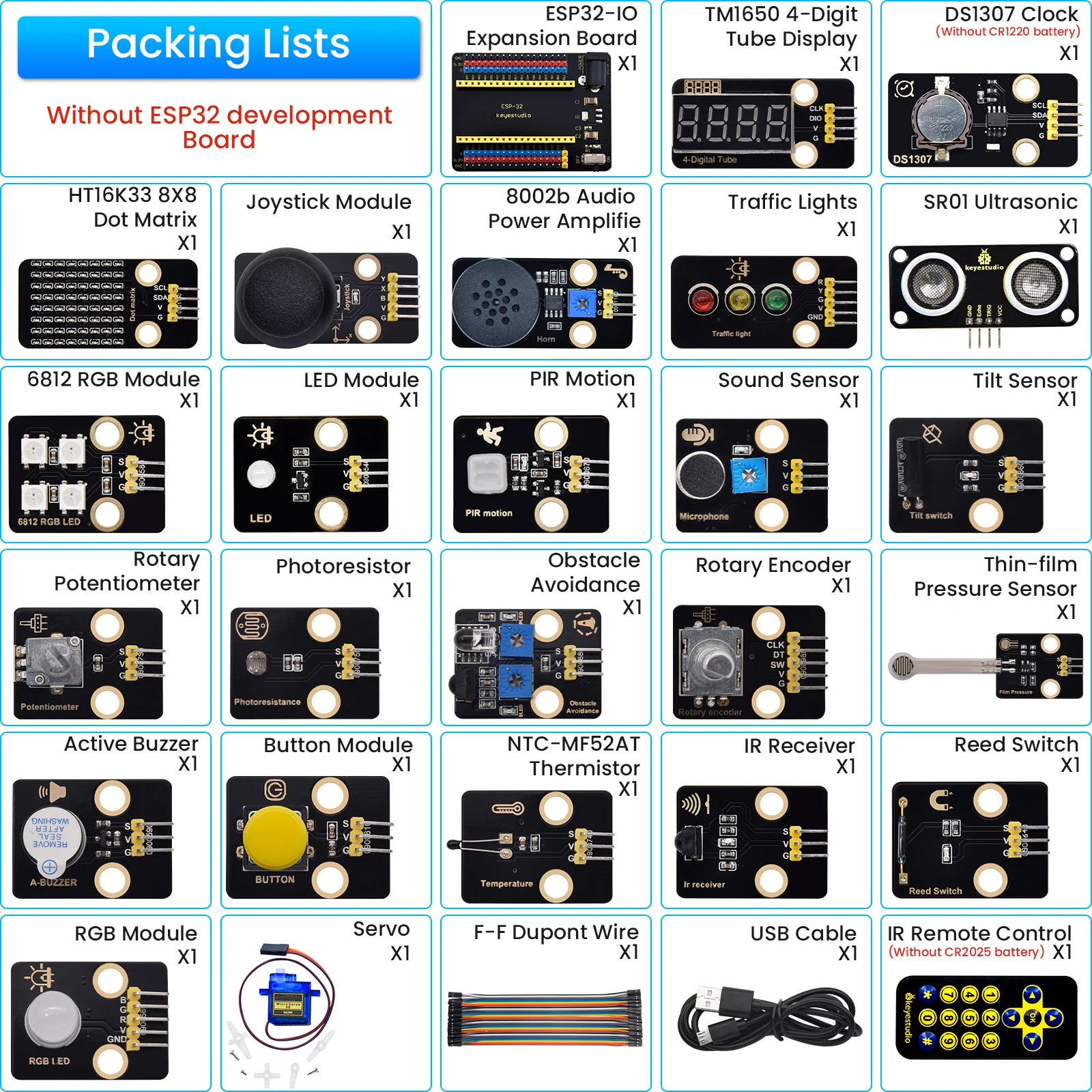 Keyestudio ESP32 Sensor Modules Kit 24PCS Sensor Compatible Lego Blocks For Arduino& Python& Raspberry Pi C Language Programming Keyestudio ESP32 Sensor Modules Kit 24PCS Sensor Compatible Lego Blocks For Arduino& Python& Raspberry Pi C Language Programming