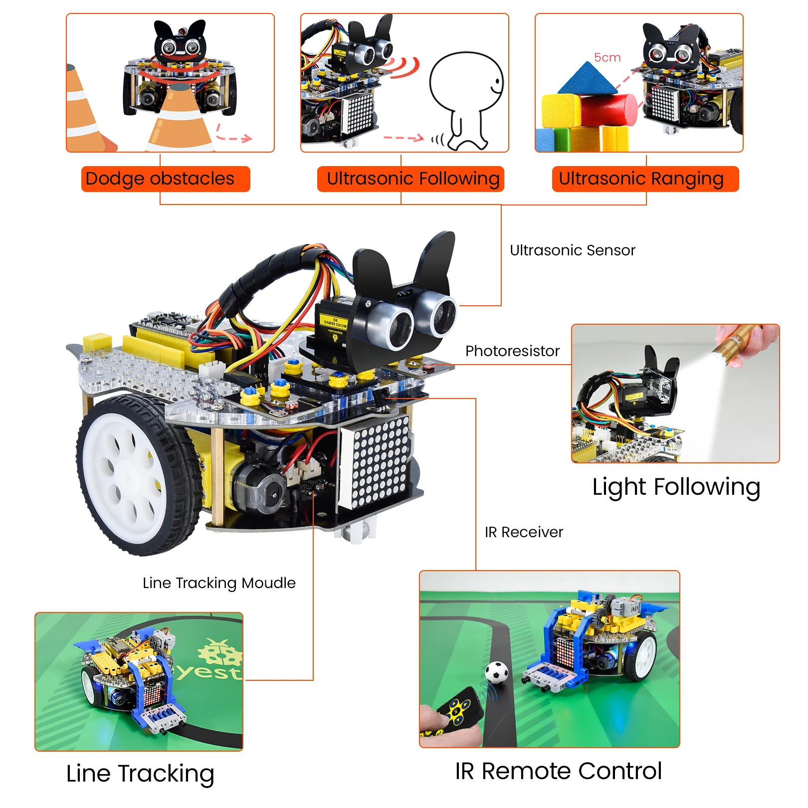 Keyestudio ESP32 Robot Smart Car Kit+11 Projects For Arduino ESP32 Robot Car Scratch/Python Programming Compatible Lego Blocks Keyestudio ESP32 Robot Smart Car Kit+11 Projects For Arduino ESP32 Robot Car Scratch/Python Programming Compatible Lego Blocks