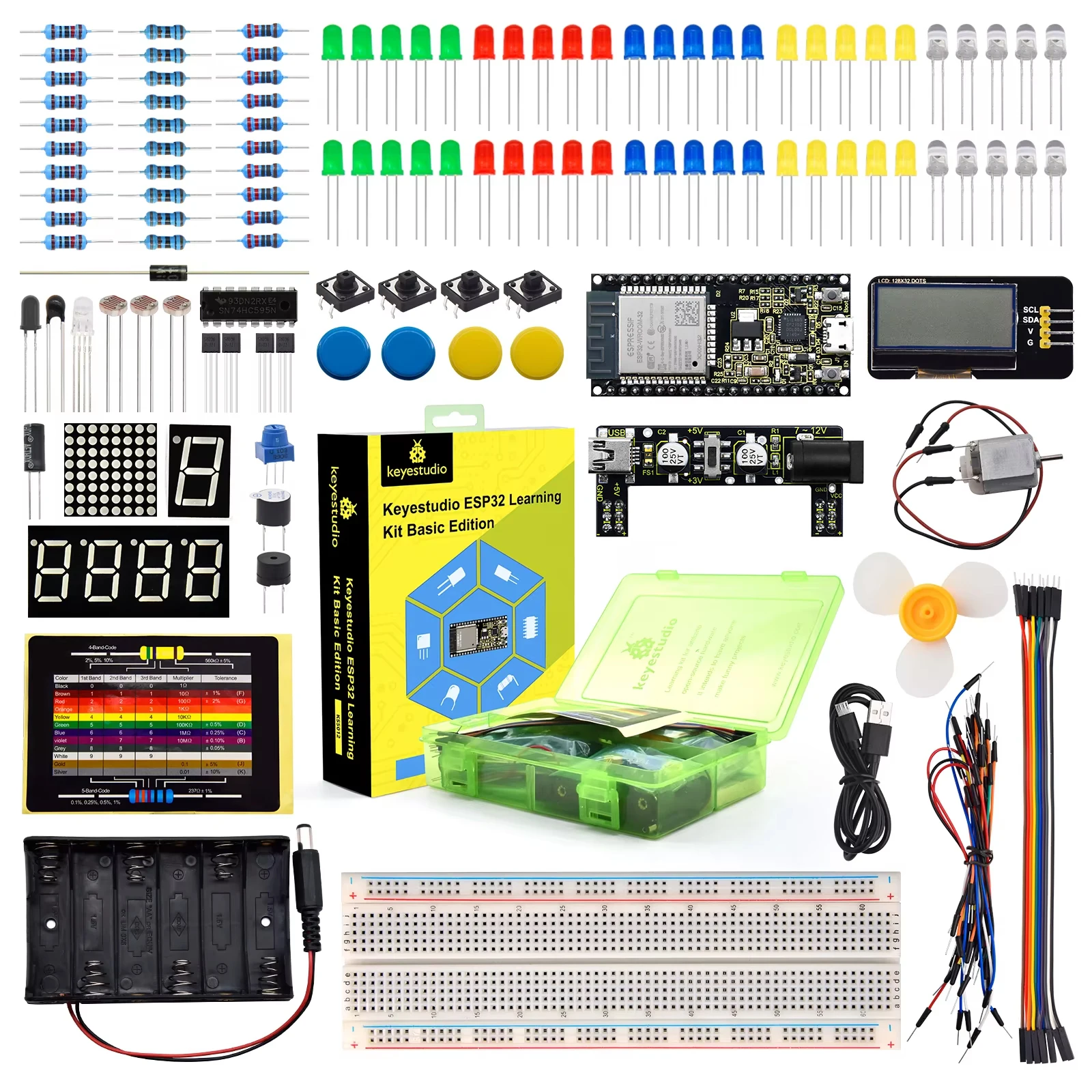 Keyestudio ESP32 Basic Learning Kit Electronic Components Sensors Modules For Arduino Starter Kit Support Python Programming Keyestudio ESP32 Basic Learning Kit Electronic Components Sensors Modules For Arduino Starter Kit Support Python Programming