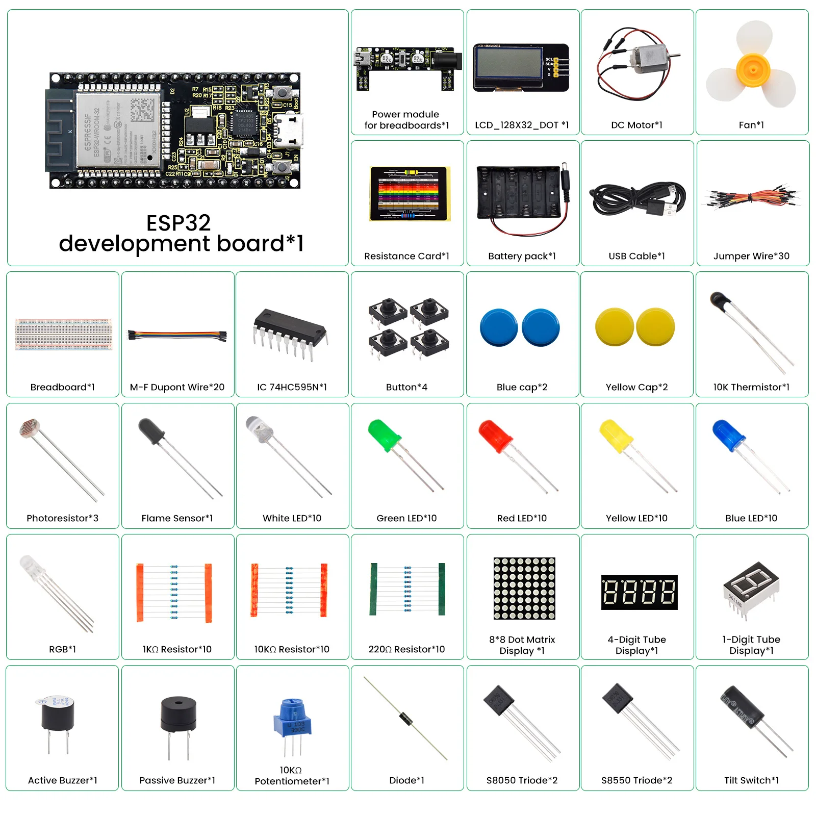 Keyestudio ESP32 Basic Learning Kit Electronic Components Sensors Modules For Arduino Starter Kit Support Python Programming Keyestudio ESP32 Basic Learning Kit Electronic Components Sensors Modules For Arduino Starter Kit Support Python Programming
