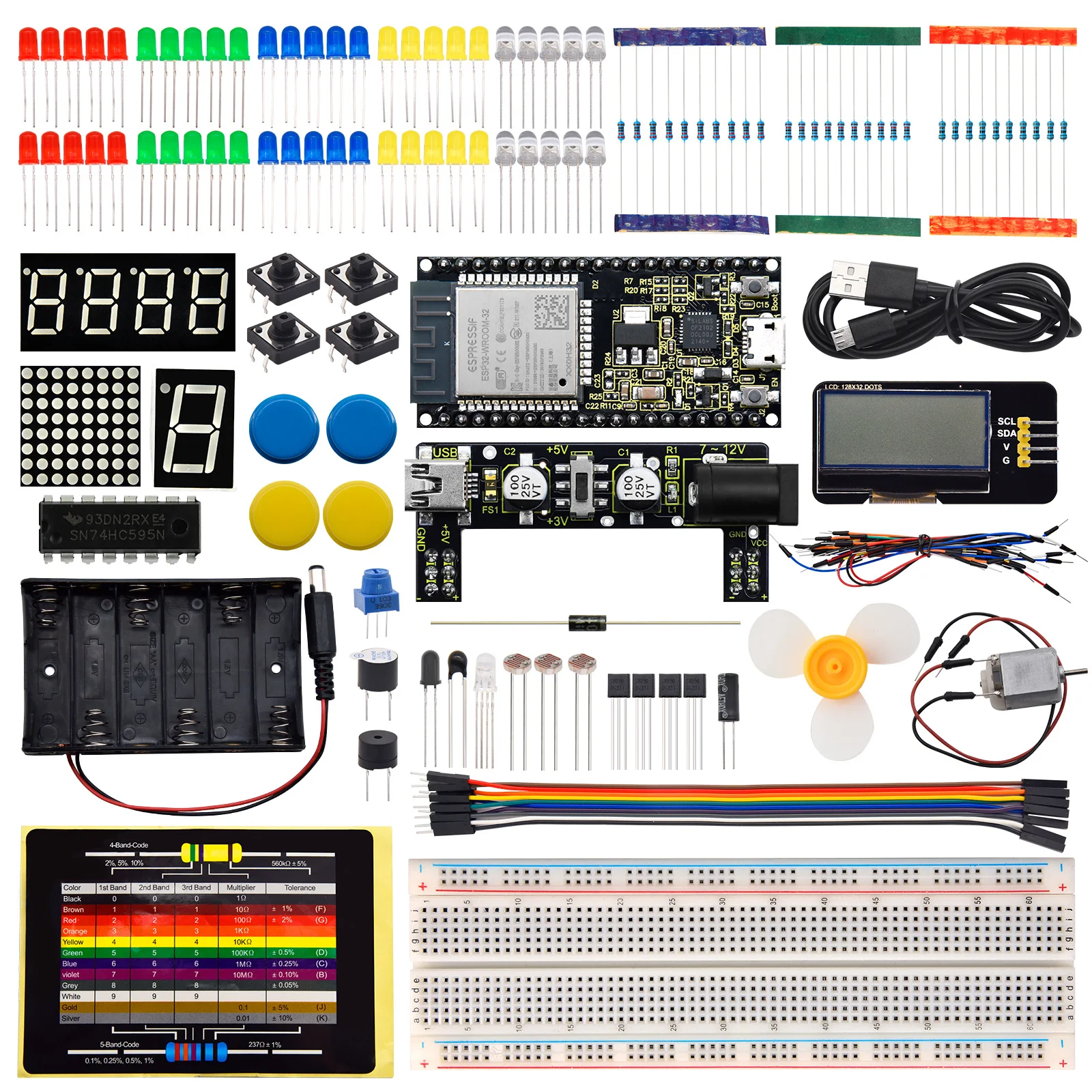 Keyestudio ESP32 Basic Learning Kit Electronic Components Sensors Modules For Arduino Starter Kit Support Python Programming Keyestudio ESP32 Basic Learning Kit Electronic Components Sensors Modules For Arduino Starter Kit Support Python Programming