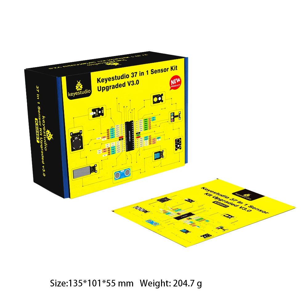 Keyestudio 37 in 1 Sensor Starter Kit Upgrade V3.0 for Arduino Starter Sensor Kit STEM Kids Programing+CE Compliant