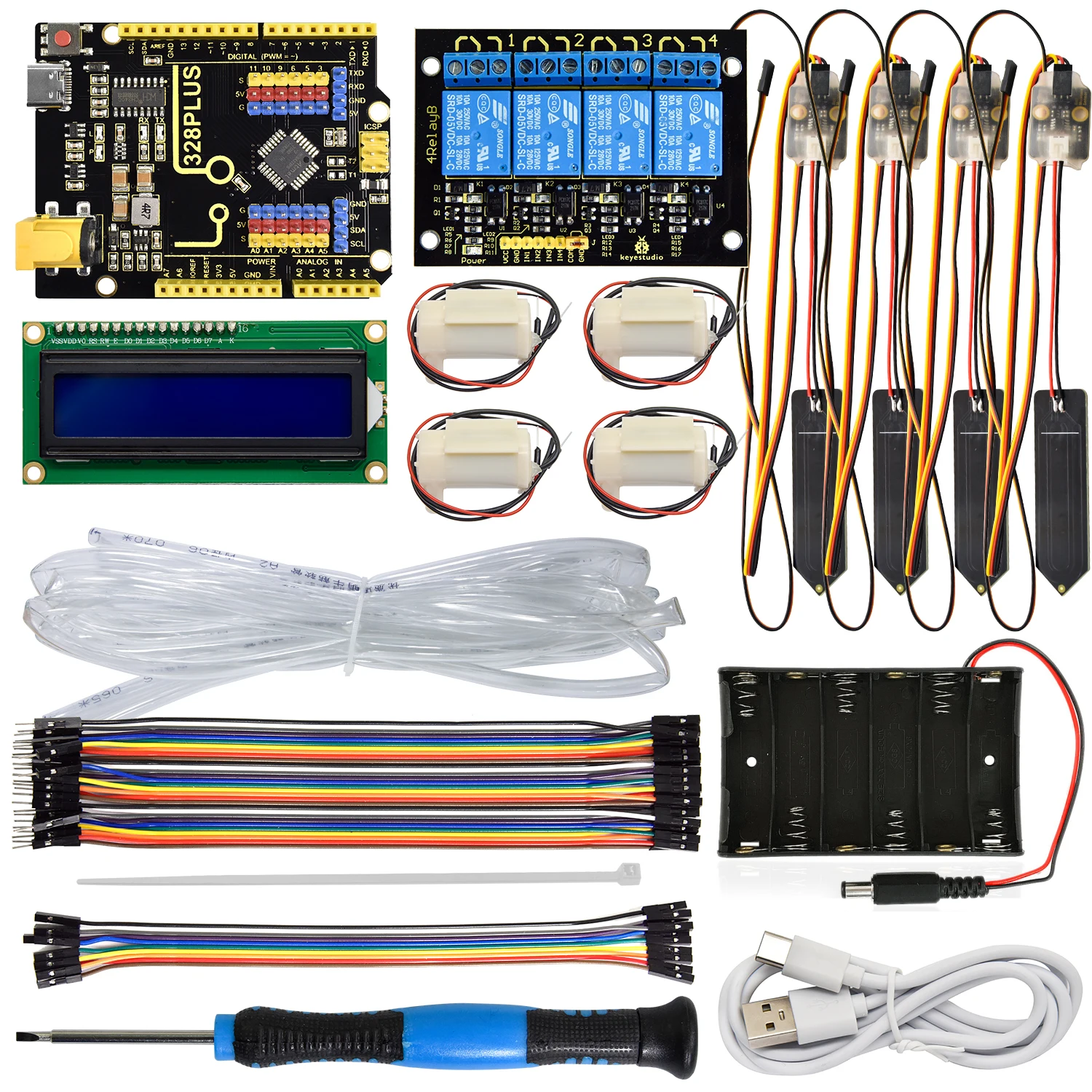 Keyestudio DIY Electronic Watering Kit Sensors Module Kit Smart Automatic Watering Device For Arduino STEM Education(7 Projects) Keyestudio DIY Electronic Watering Kit Sensors Module Kit Smart Automatic Watering Device For Arduino STEM Education(7 Projects)
