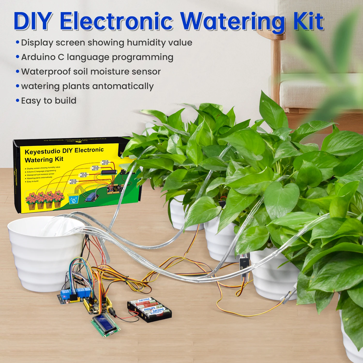 Keyestudio DIY Electronic Watering Kit Sensors Module Kit Smart Automatic Watering Device For Arduino STEM Education(7 Projects) Keyestudio DIY Electronic Watering Kit Sensors Module Kit Smart Automatic Watering Device For Arduino STEM Education(7 Projects)
