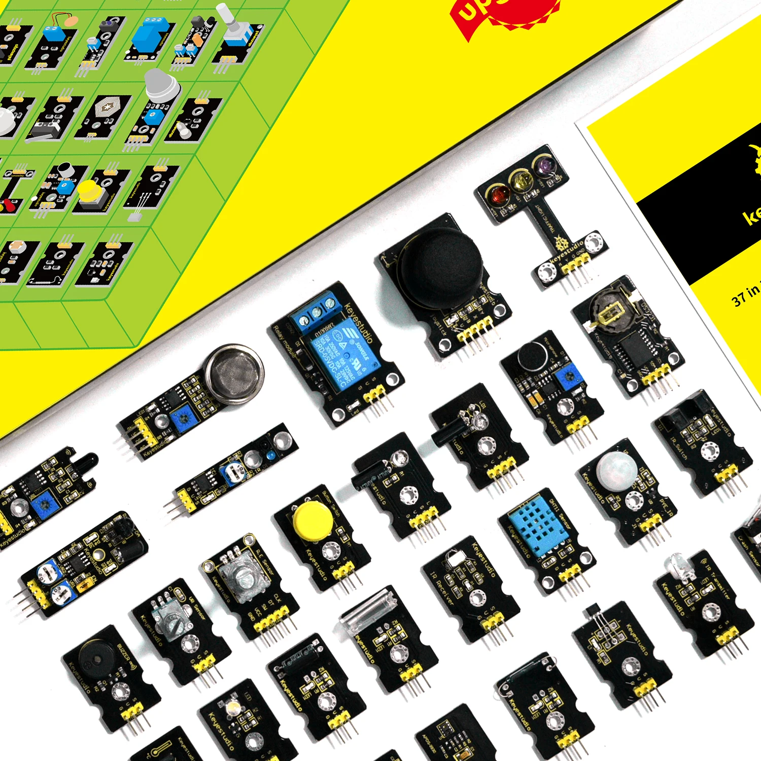 Keyestudio 37 in 1 Box Sensor Kit V2.0 Mega Controller Board Sensor Electronic Kit For Arduino Starter Kit 37Pcs Modules