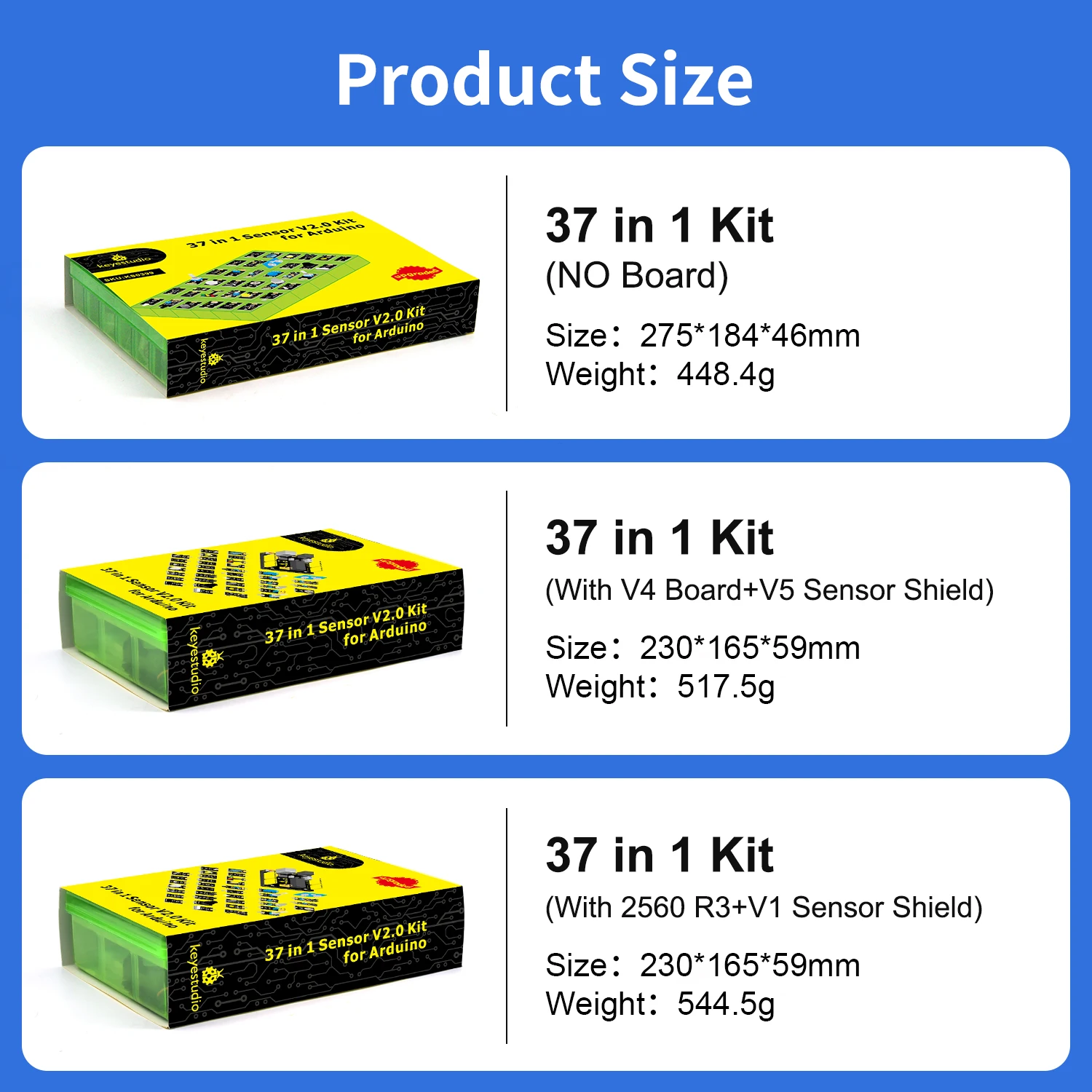 Keyestudio 37 in 1 Box Sensor Kit V2.0 Mega Controller Board Sensor Electronic Kit For Arduino Starter Kit 37Pcs Modules