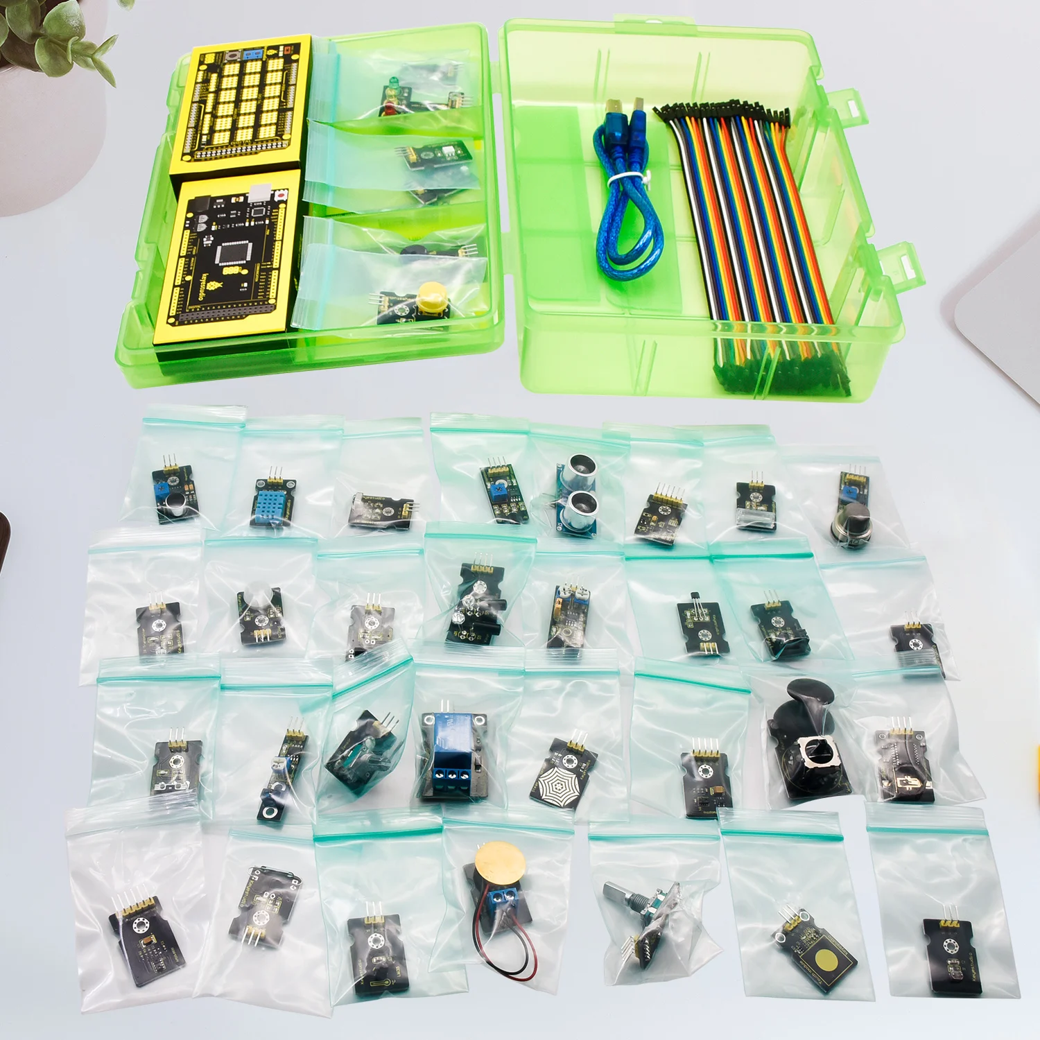 Keyestudio 37 in 1 Box Sensor Kit V2.0 Mega Controller Board Sensor Electronic Kit For Arduino Starter Kit 37Pcs Modules