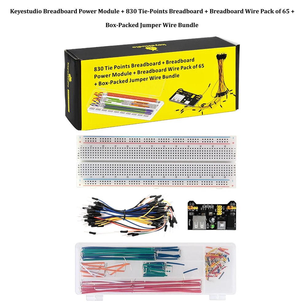 MB102 830 Holes Breadboard +65 Jumper Wires+ Power Supply Module + 140PCS Jumper Wires for Arduino DIY Starter Experiment MB102 830 Holes Breadboard +65 Jumper Wires+ Power Supply Module + 140PCS Jumper Wires for Arduino DIY Starter Experiment