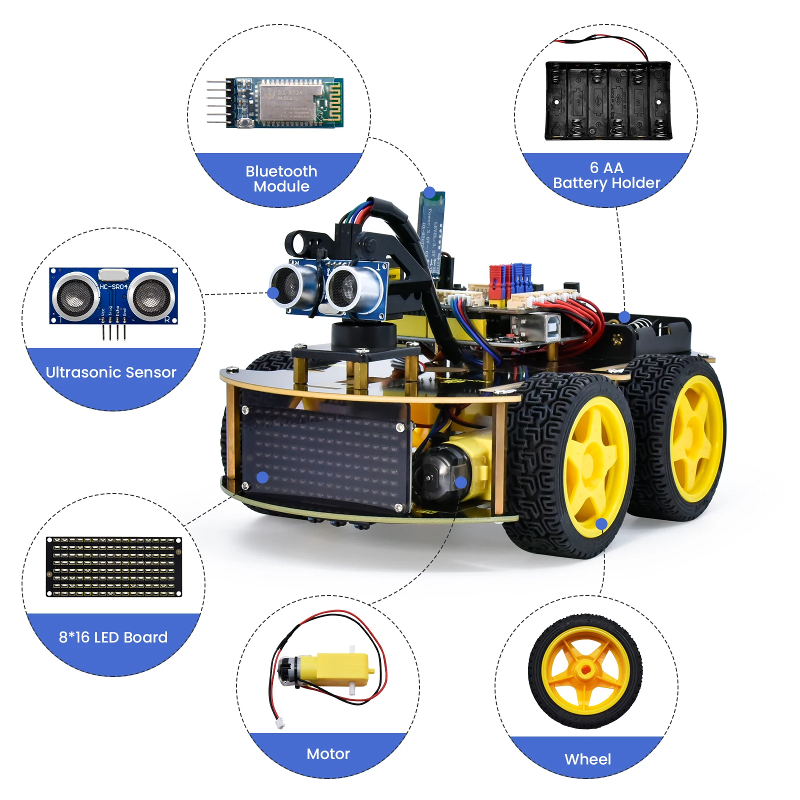 Keyestudio 4WD Multi BT Smart Car for Arduino Kit Robot Upgraded V2.0 W/LED Display Stem EDU /Scratch Programming DIY Robot Car Keyestudio 4WD Multi BT Smart Car for Arduino Kit Robot Upgraded V2.0 W/LED Display Stem EDU /Scratch Programming DIY Robot Car