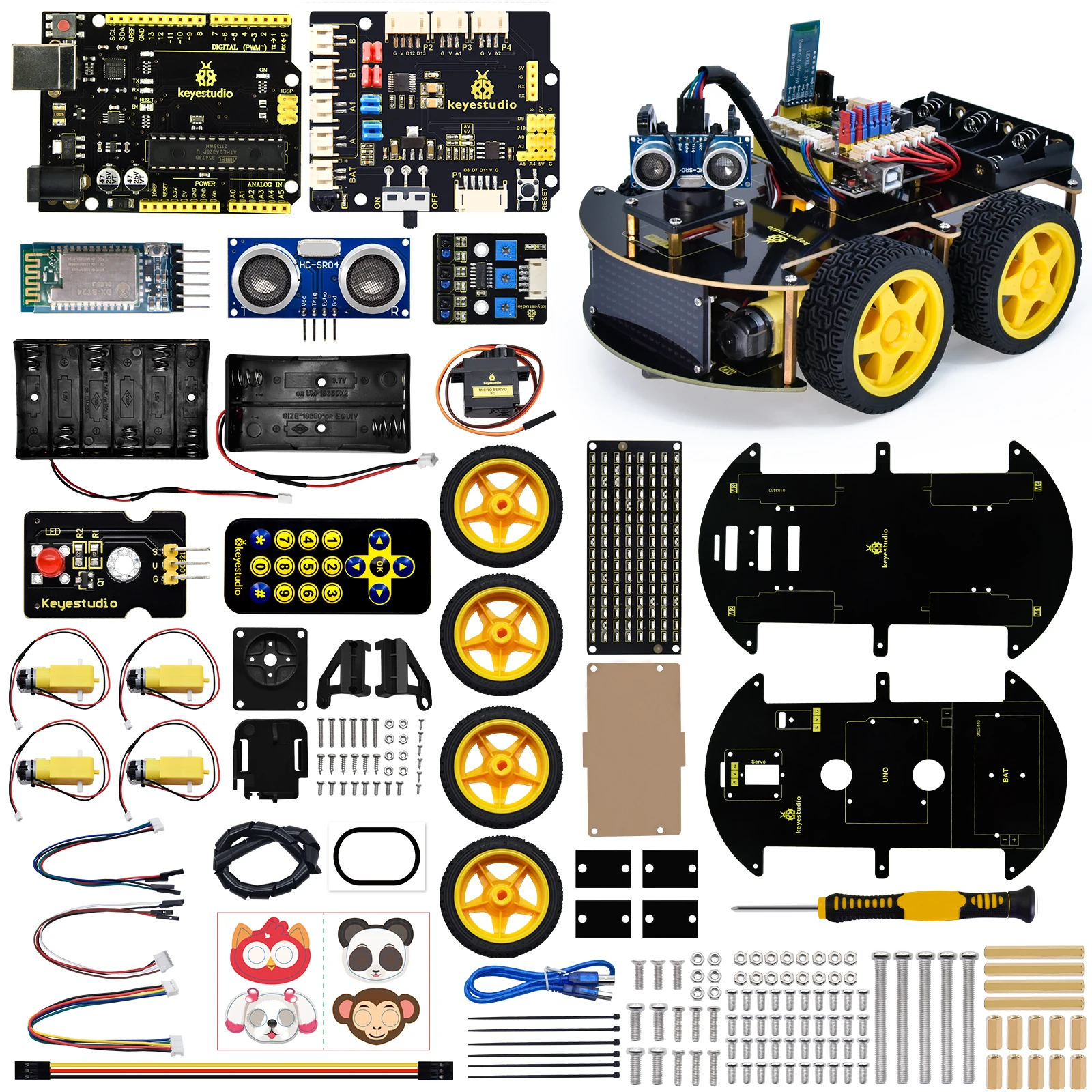 Keyestudio 4WD Multi BT Smart Car for Arduino Kit Robot Upgraded V2.0 W/LED Display Stem EDU /Scratch Programming DIY Robot Car Keyestudio 4WD Multi BT Smart Car for Arduino Kit Robot Upgraded V2.0 W/LED Display Stem EDU /Scratch Programming DIY Robot Car