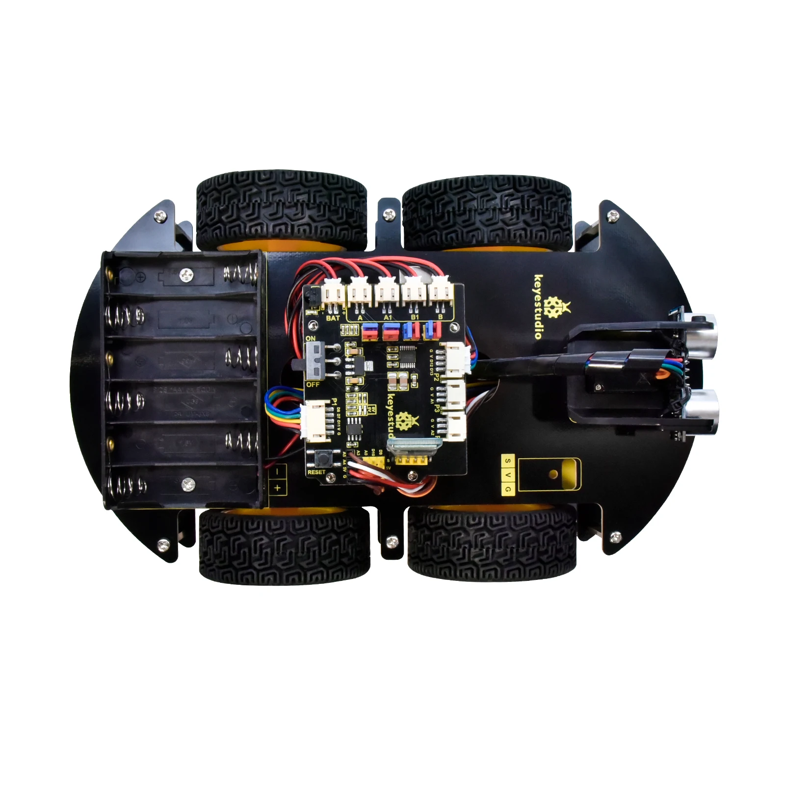 Keyestudio 4WD Multi BT Smart Car for Arduino Kit Robot Upgraded V2.0 W/LED Display Stem EDU /Scratch Programming DIY Robot Car