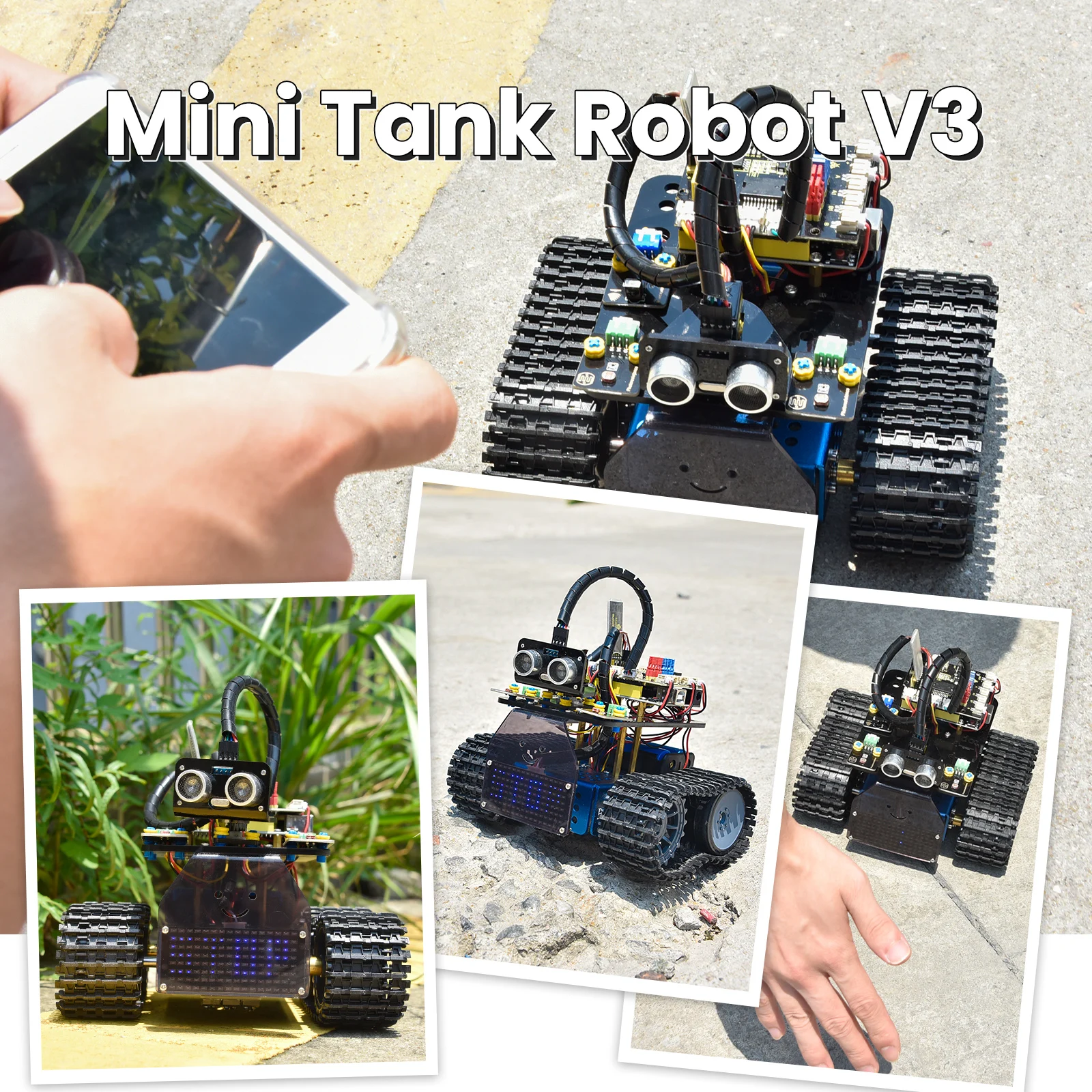 Keyestudio Upgrade Mini Smart Tank Robot V3.0 For Arduino Kit Robot Car DIY Programmable STEM Toys Compatible With Arduino&Mixly