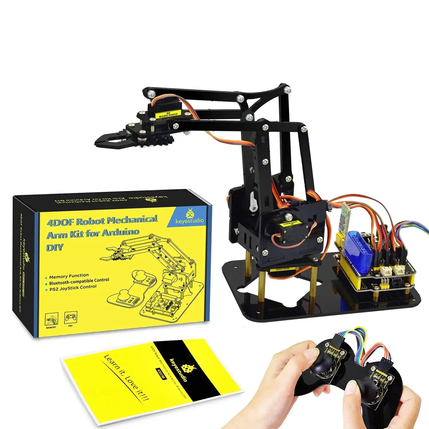 Keyestudio 4DOF Robot Arm Kit Robot Pack Acrylic PS2 Mechanical Claw Toys for Arduino Robot Arm Kit DIY Robot STEM Programming Keyestudio 4DOF Robot Arm Kit Robot Pack Acrylic PS2 Mechanical Claw Toys for Arduino Robot Arm Kit DIY Robot STEM Programming
