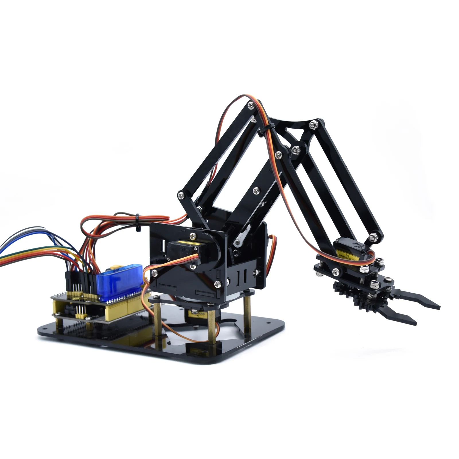 Keyestudio 4DOF Robot Arm Kit Robot Pack Acrylic PS2 Mechanical Claw Toys for Arduino Robot Arm Kit DIY Robot STEM Programming