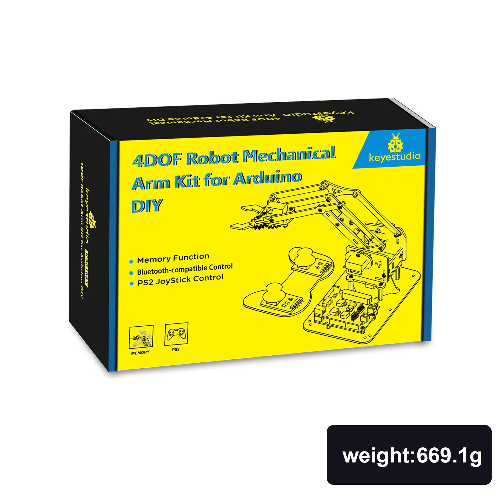 Keyestudio 4DOF Robot Arm Kit Robot Pack Acrylic PS2 Mechanical Claw Toys for Arduino Robot Arm Kit DIY Robot STEM Programming