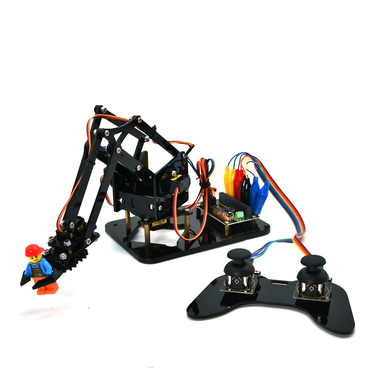 Keyestudio 4DOF Microbit V2 Robot Arm Starter Kit Acrylic Mechanical Claw Toys for MicroBit Robot Kit DIY Robot STEM Programming