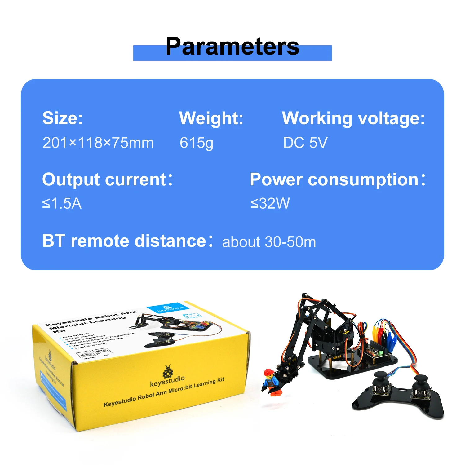 Keyestudio 4DOF Microbit V2 Robot Arm Starter Kit Acrylic Mechanical Claw Toys for MicroBit Robot Kit DIY Robot STEM Programming