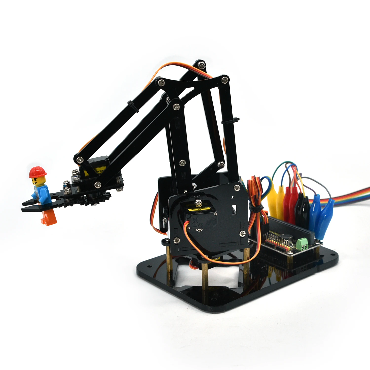 Keyestudio 4DOF Microbit V2 Robot Arm Starter Kit Acrylic Mechanical Claw Toys for MicroBit Robot Kit DIY Robot STEM Programming