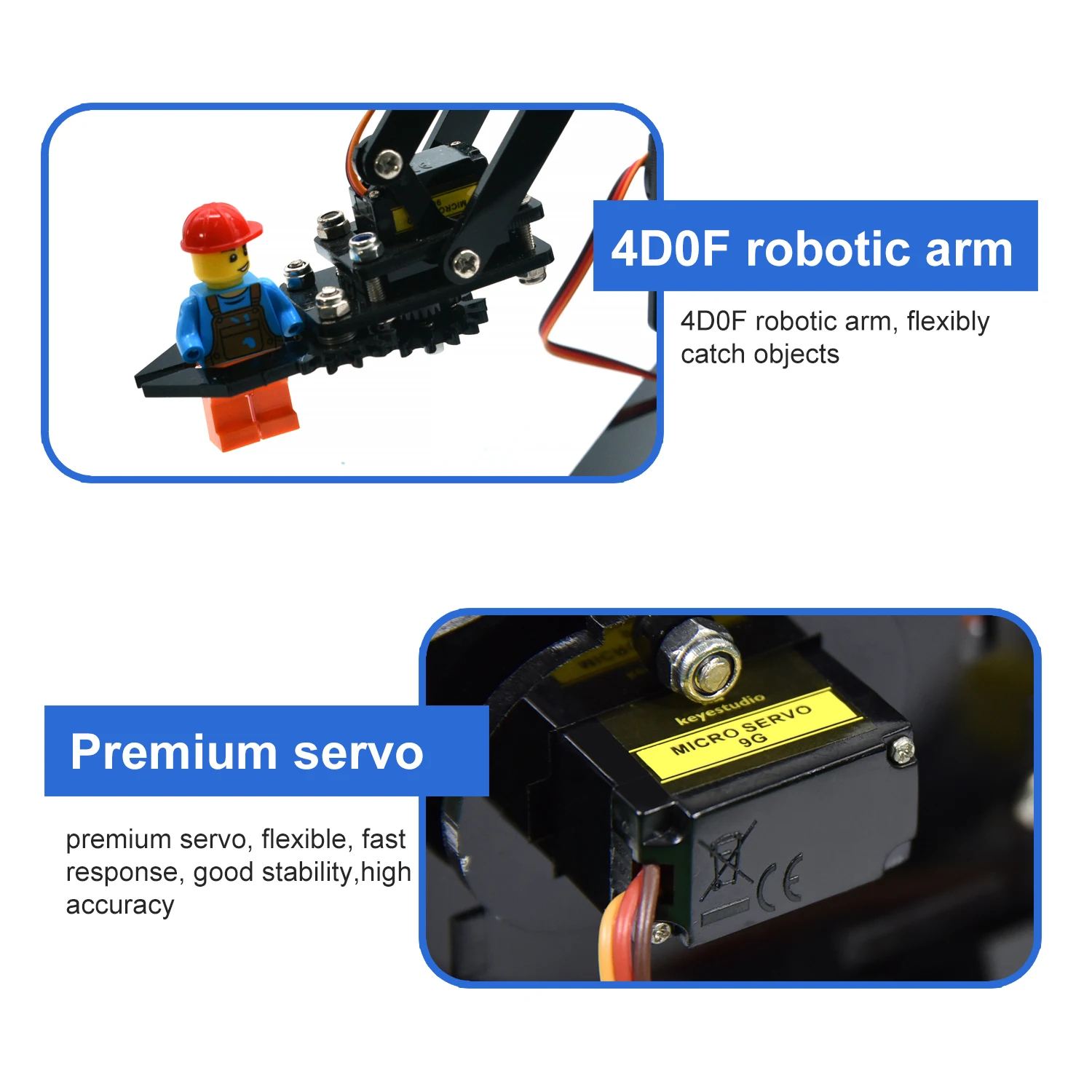 Keyestudio 4DOF Microbit V2 Robot Arm Starter Kit Acrylic Mechanical Claw Toys for MicroBit Robot Kit DIY Robot STEM Programming